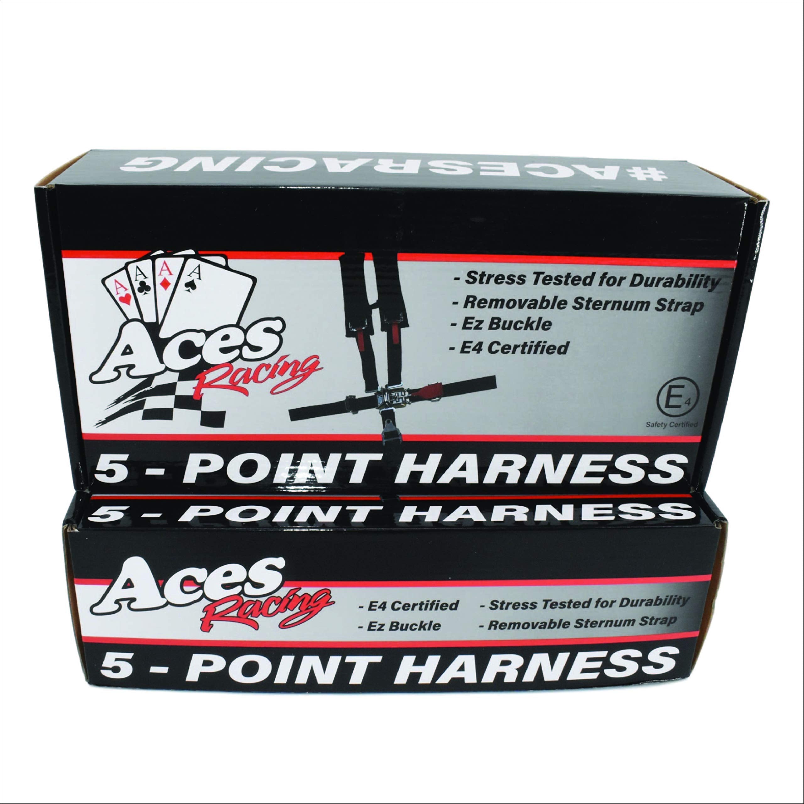 Aces Racing 5 Point Harness With 2 Inch Padding E4 Certified (Red)