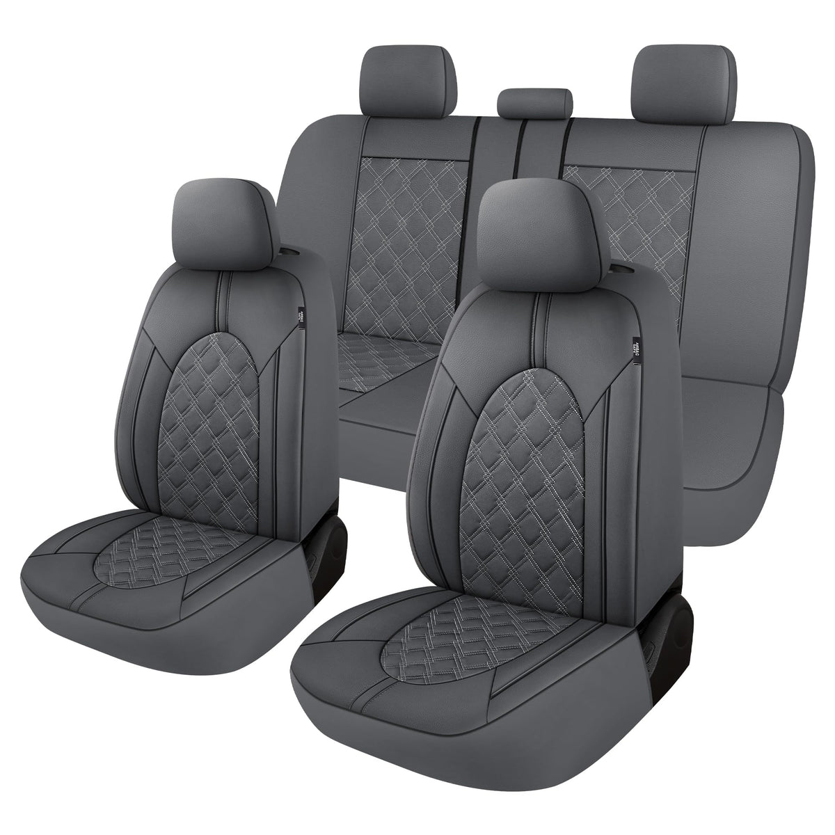CAROMOP Luxury PU Leather Car Seat Covers Full Set-Waterproof Seat Protectors with Split Bench Seat Covers for Cars-Universal Ca