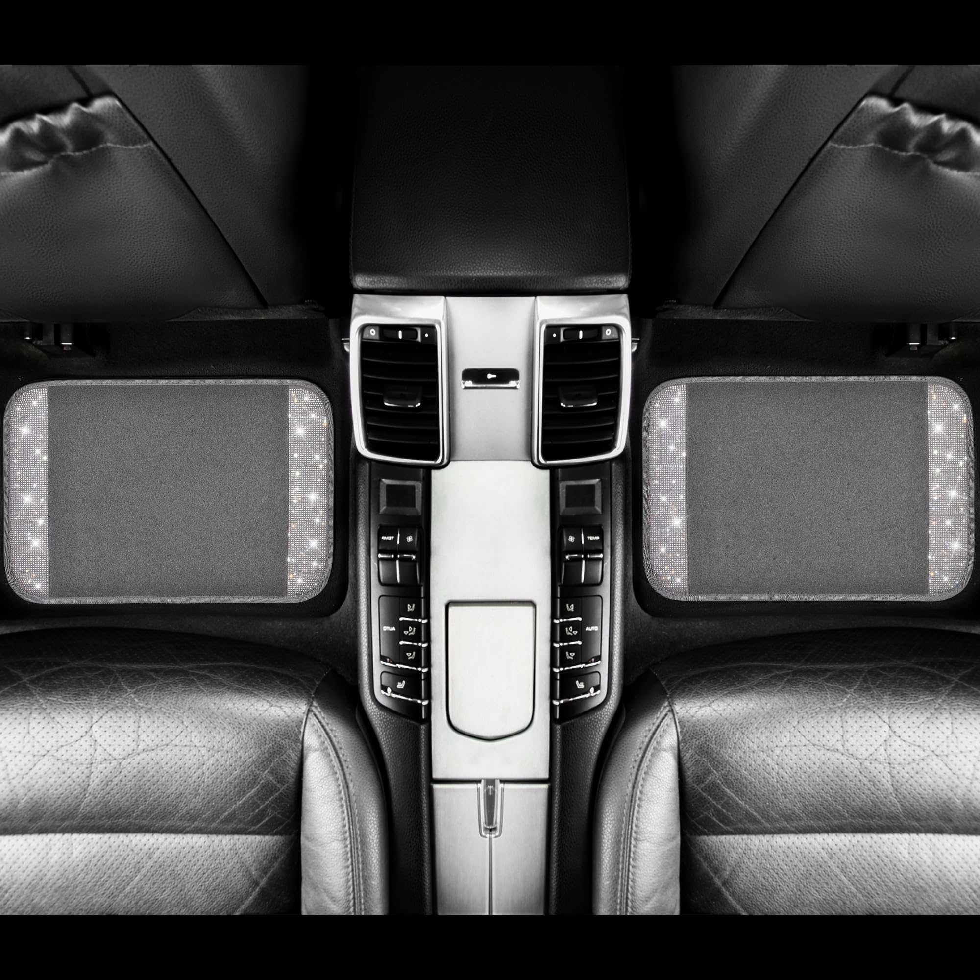 Car Pass Bling Car Mats Shining Diamond Carpet Crystal Rhinestones Sparkly Glitter Floor Mats With Anti-Slip Pvc Heel Pad Universal Fit For Automotive Suv, Sedan, Car, Van, 4Pcs For Girl Women, Gray