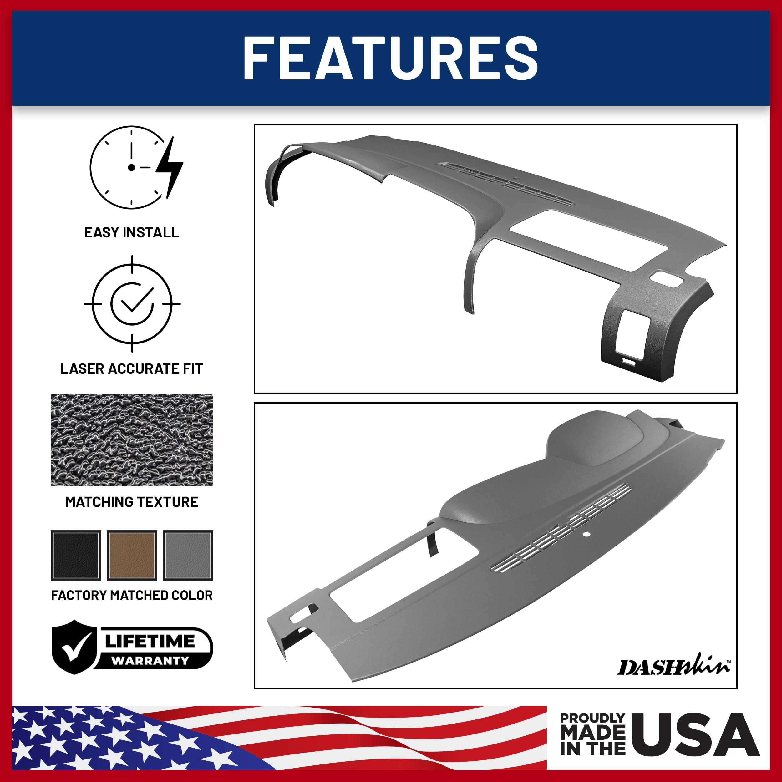 Dashskin One Piece Molded Dash Cover Cap Compatible With 2007-2013 Silverado Sierra W Dual Glovebox Dashboards In Dark Titanium