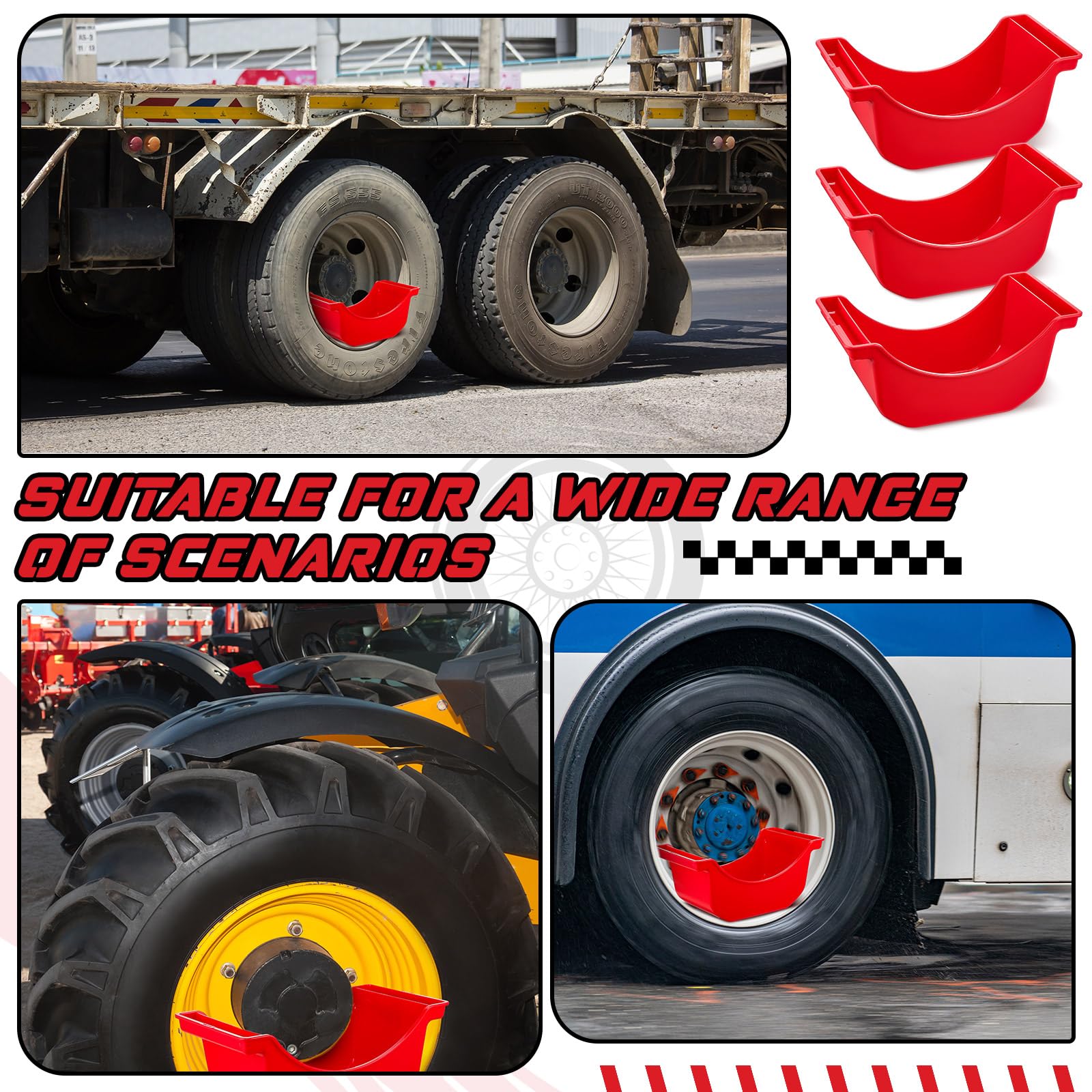 Gisafai 4 Pieces Oil Drain Pan for Wheels Plastic Truck and Trailer Wheel Pan Reusable Oil Drip tool for Wheels(Red)