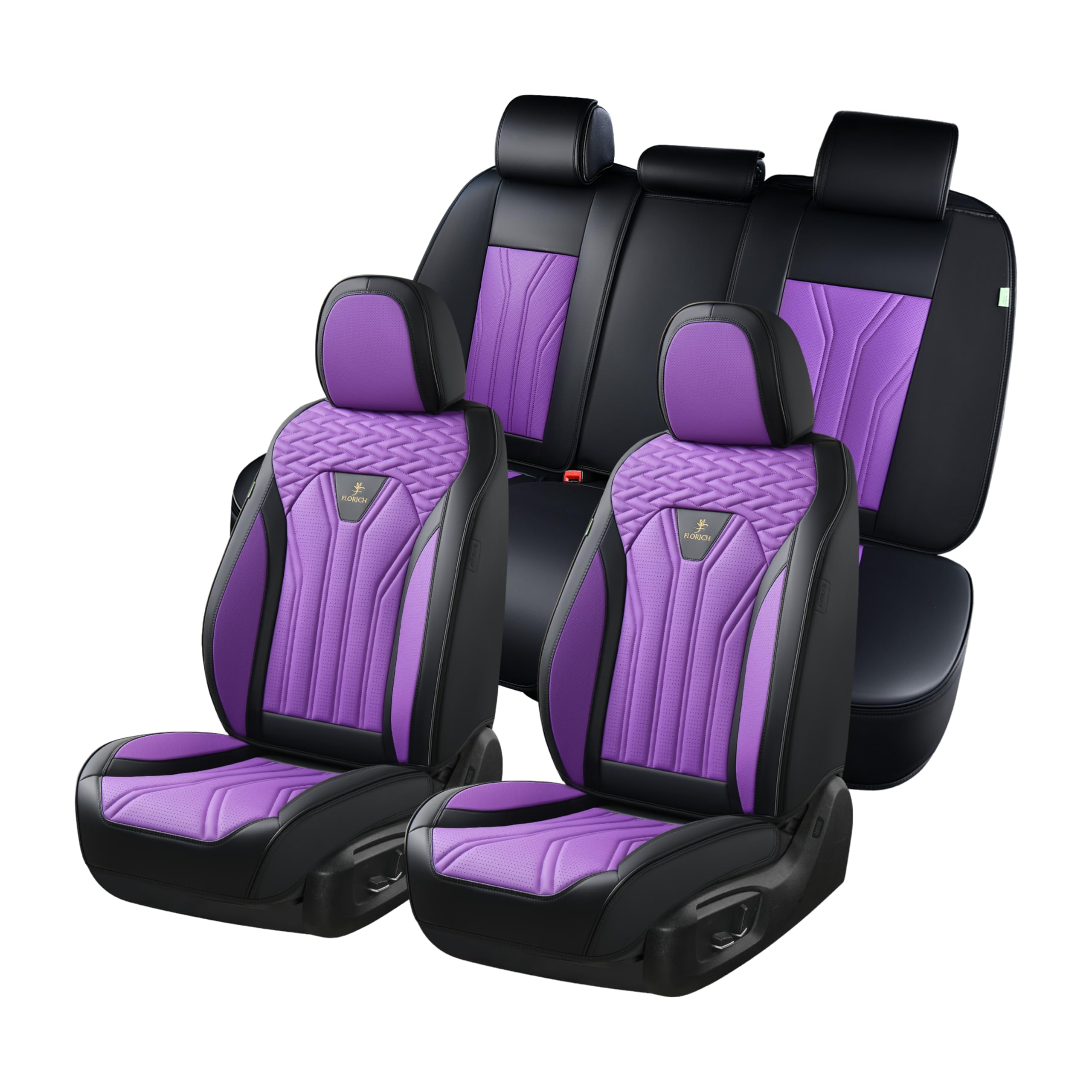 FLORICH Automotive Seat Covers, Seat Covers Full Set, Car Seat Protectors 5 Seats, Purple & Black Automotive Seat Covers Fit for