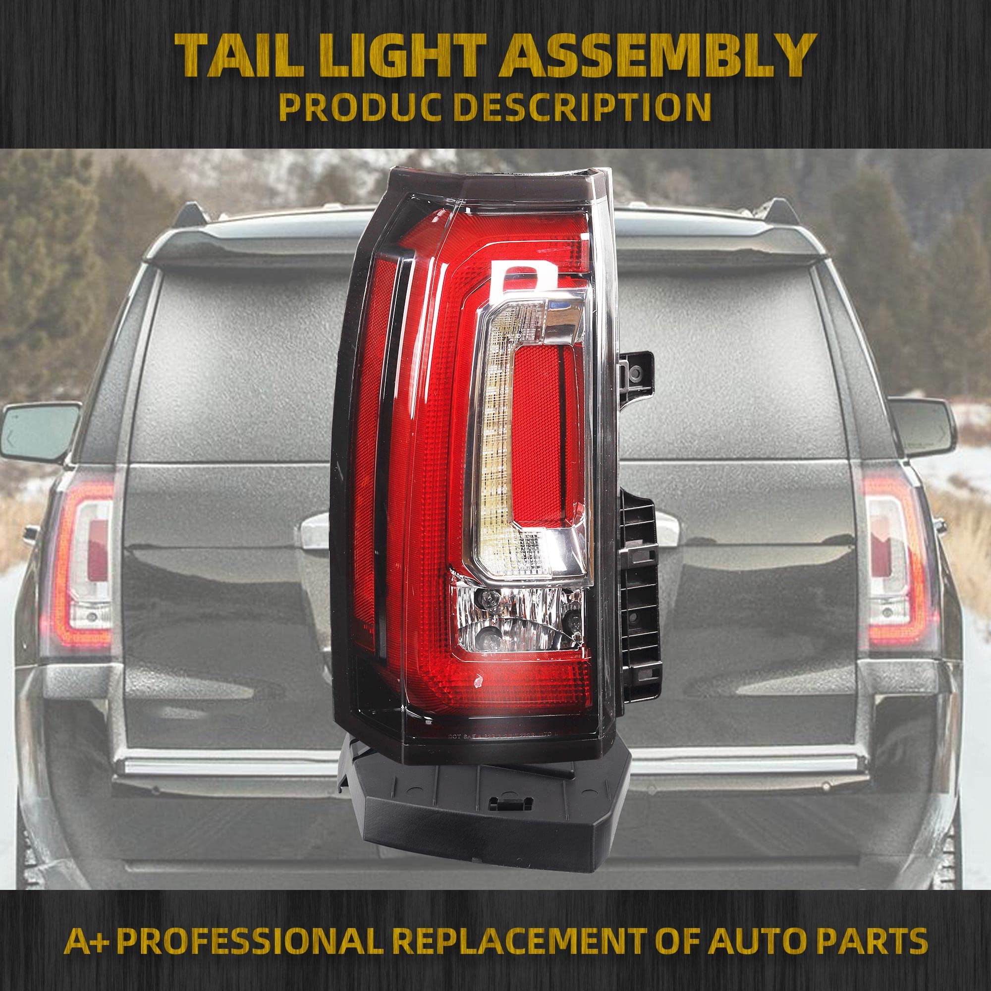 Dasbecan Left Driver Side Tail Light Led Tail Light Assembly Compatible With 2015-2020 Gmc Yukon And Yukon Xl