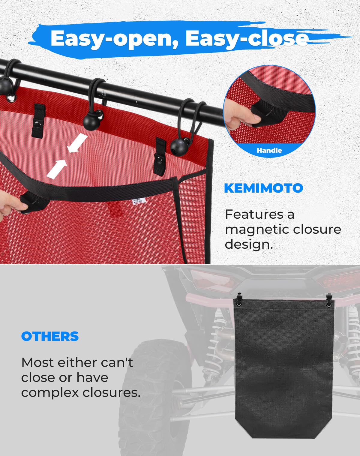 KEMIMOTO Universal Large Trash Bag for UTV ATV, Dry-Wet Trash Sack PVC Mesh Bag Universal Accessorie Compatible with Polaris RZR