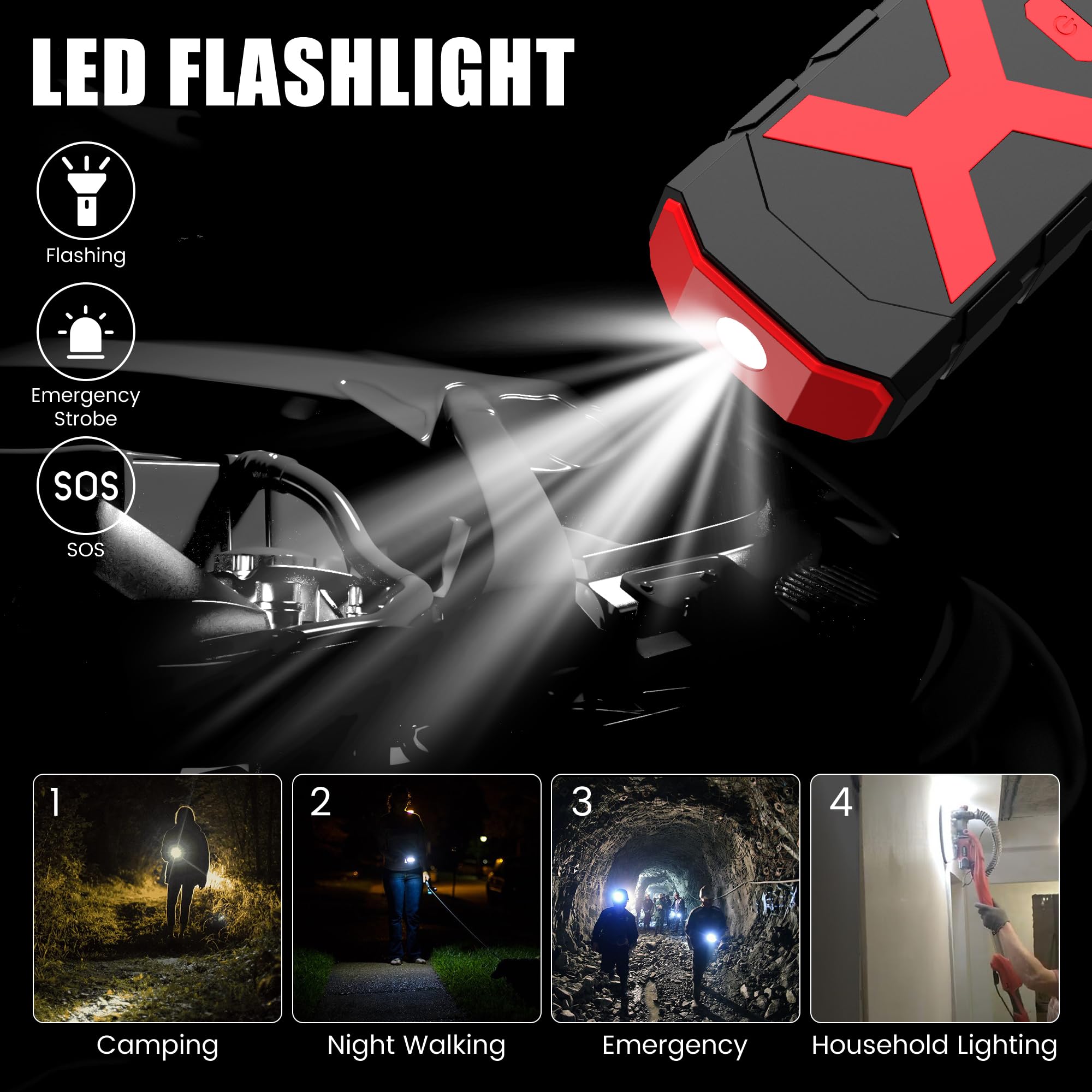 BooKoo 2000A Battery Jump Starter, 20000mAh Power Bank, Smart Jumper Cables for Trucks up to 8.0L Gas/6.5L Diesel