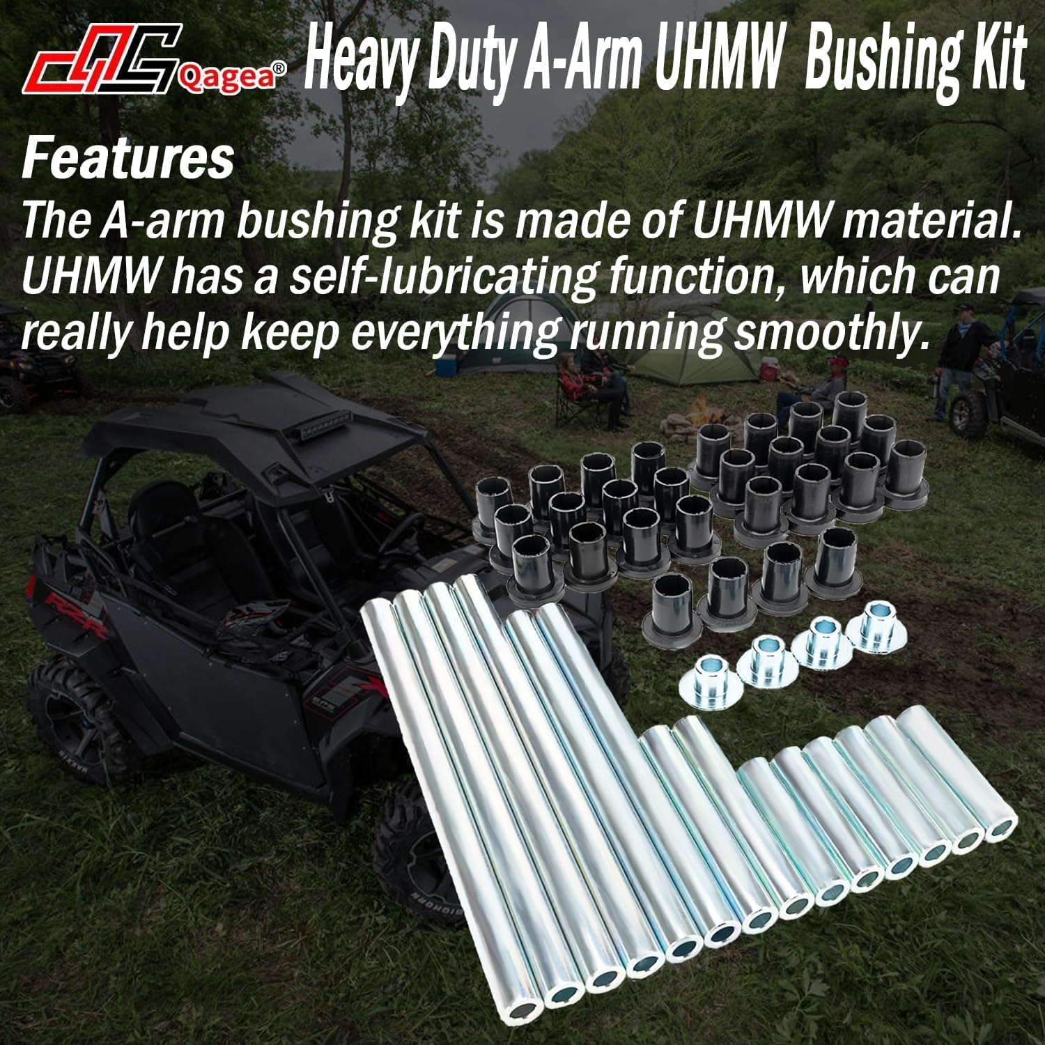 Qagea Heavy Duty A-Arm UHMW Control Arms Bushing Kit Replacement for 2008-2014 Polaris RZR 800, 2009-2014 Polaris RZR S 800, 201