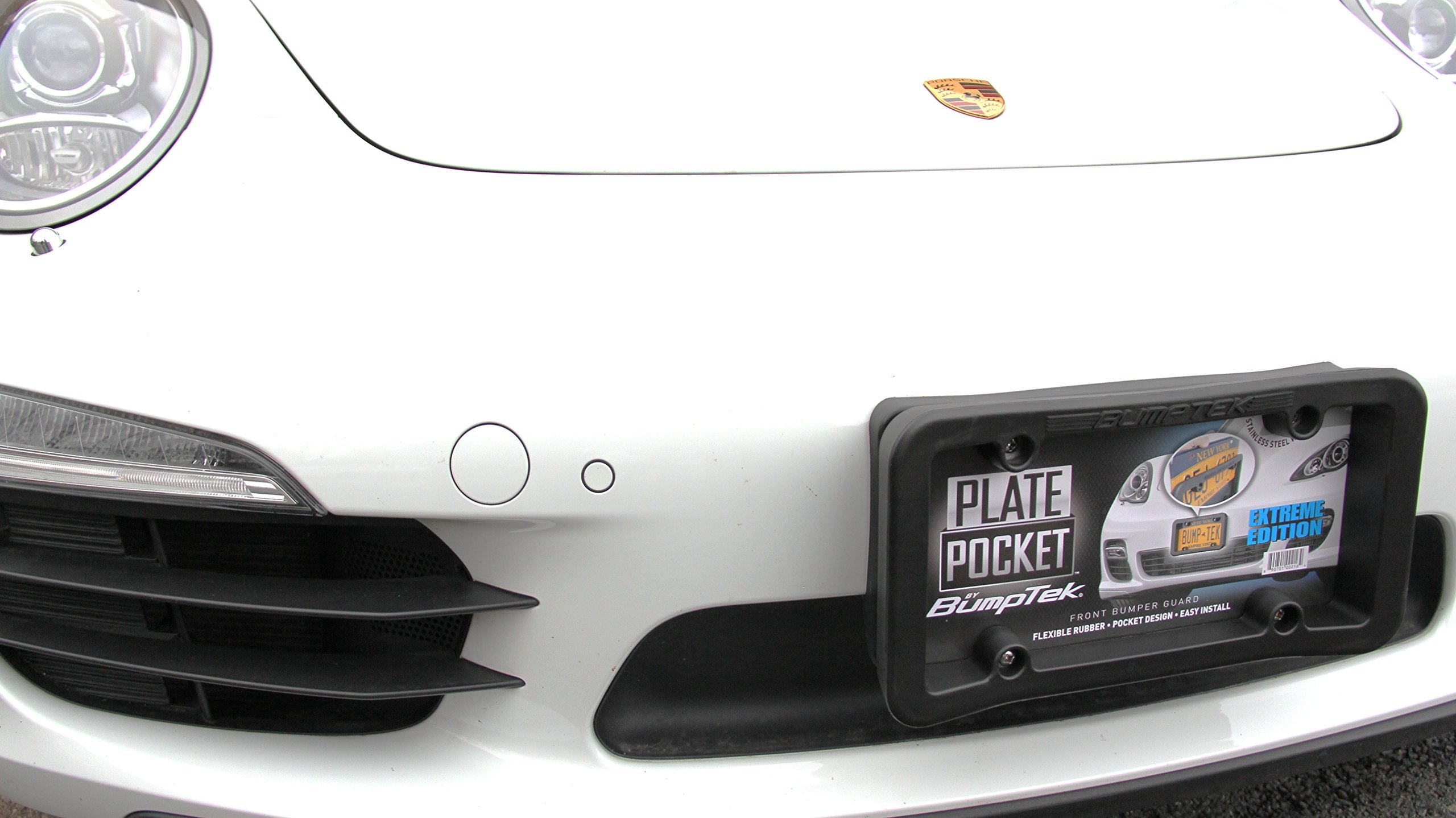 Plate Pocket By Bumptek - Flexible Rubber Front Bumper Guard, Front Bumper Protection, License Plate Frame. Cushions Parking Bum