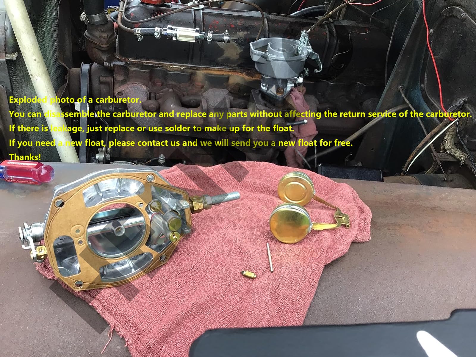 HENKYO 1 Barrel Carburetor Manual Choke for 1950-1959 Chevy Trucks 235ci Inline 6 & 1932-1952 216ci, Includes Cable