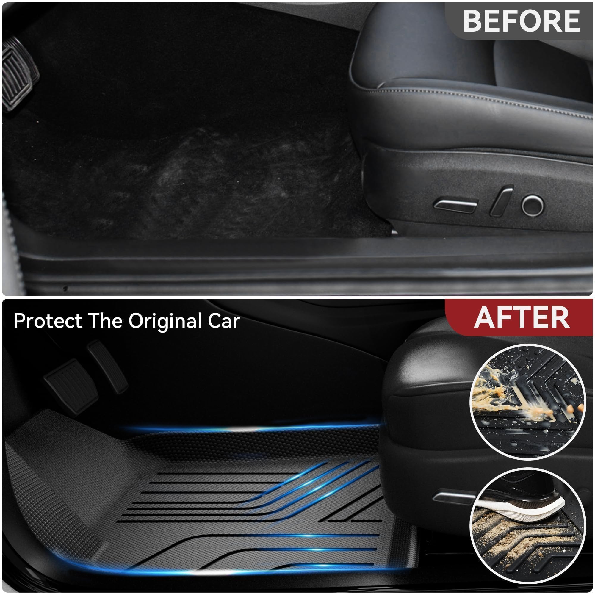 Yitamotor Floor Mats Full Set Compatible With Tesla Model Y 2021-2024 2025 5 Seater (Not Fit Model Y Juniper), All-Weather Cargo