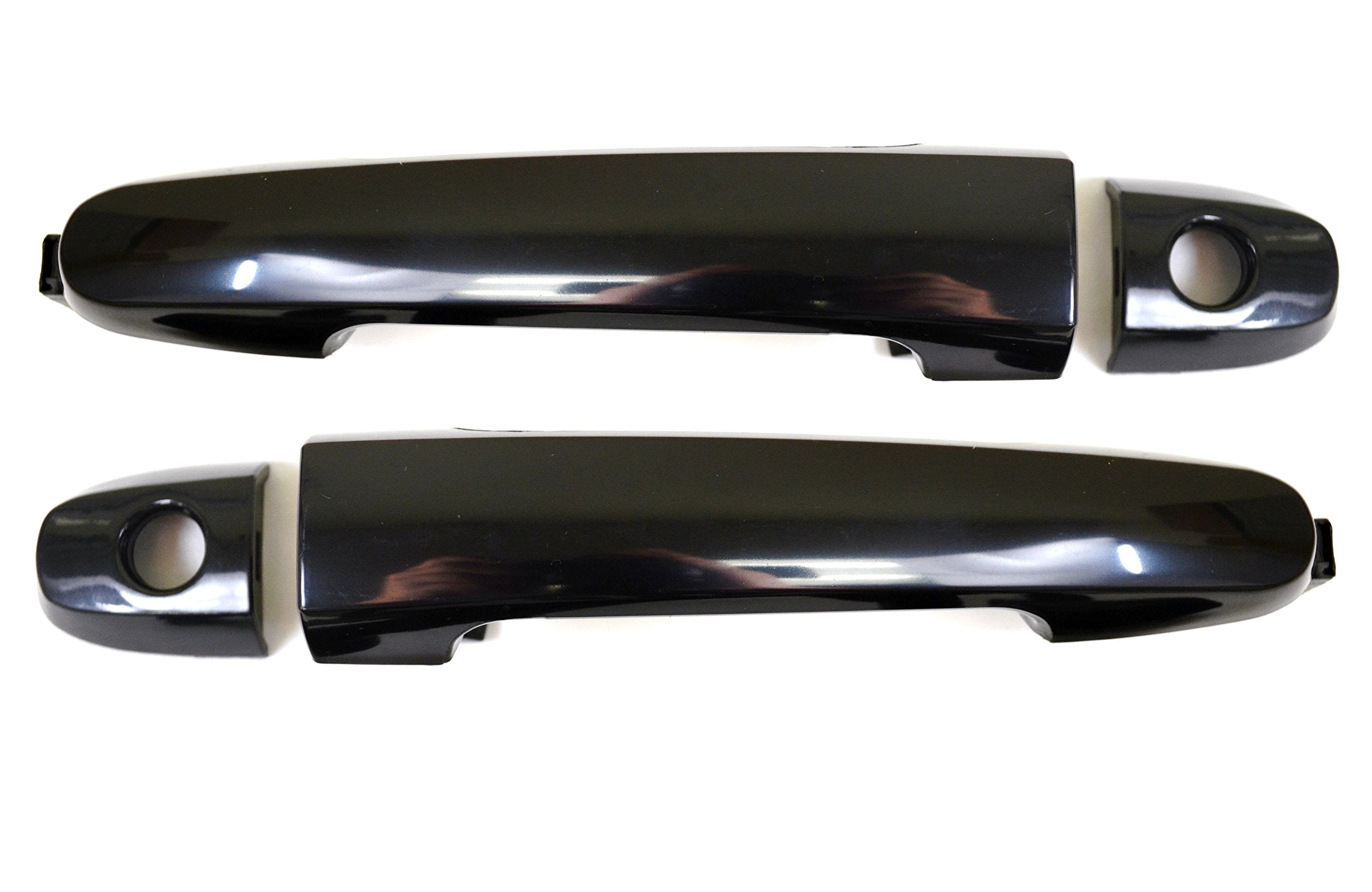 PT Auto Warehouse TO-3180S-FP - Outside Exterior Outer Door Handle, Smooth Black - with Keyhole, Front Left/Right Pair
