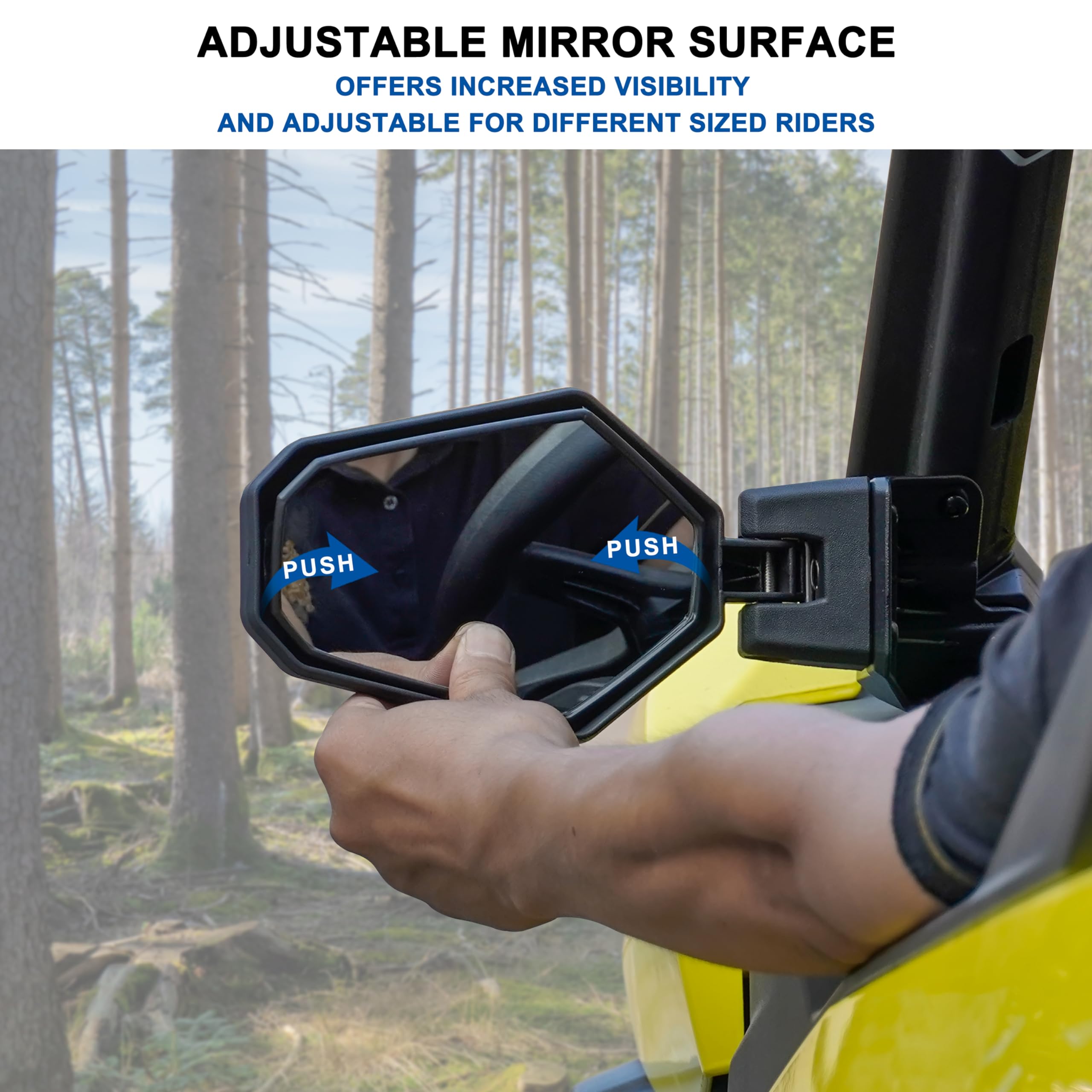 Sautvs Adjustable Folding Side Rear View Mirrors For Can Am Maverick Trail Sport Commander, Premium Side Mirrors For Can-Am Mave
