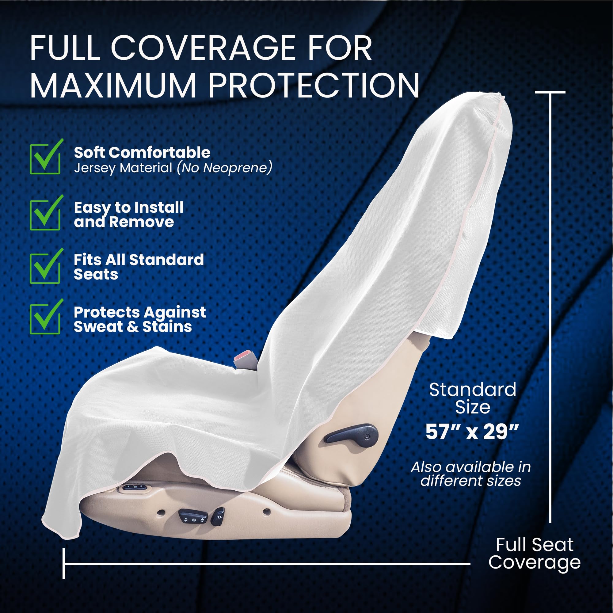 Dri Seats Waterproof Car Seat Cover - Premium Sweat Towel With Slip Resistant Backing For Front Seats In Car, Truck, Suv - Unive