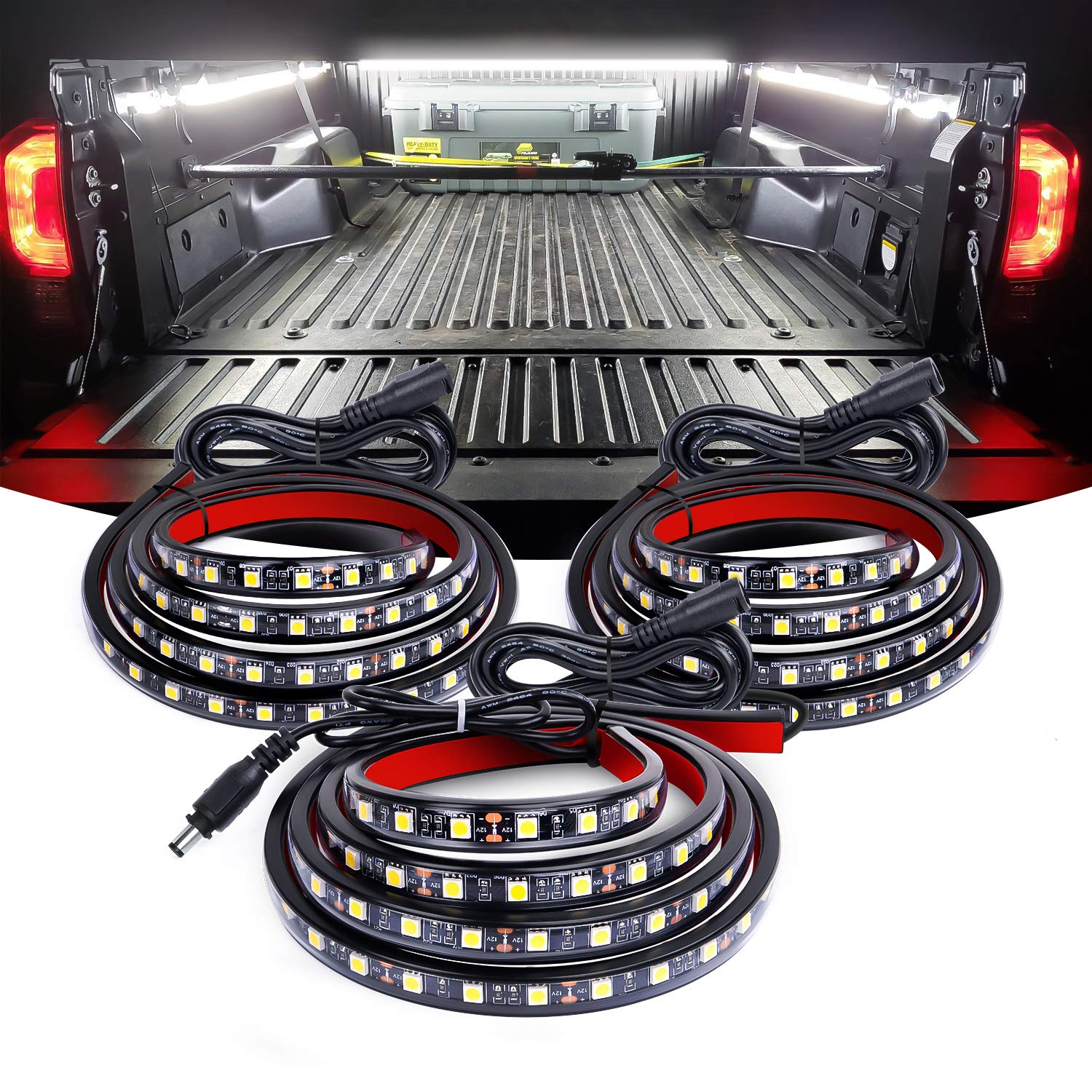 Nilight 3Pcs 60 Inch Bed Light Strip 270 Led With On/Off Switch Blade Fuse Splitter Extension Cable For Cargo Pickup Truck Suv R