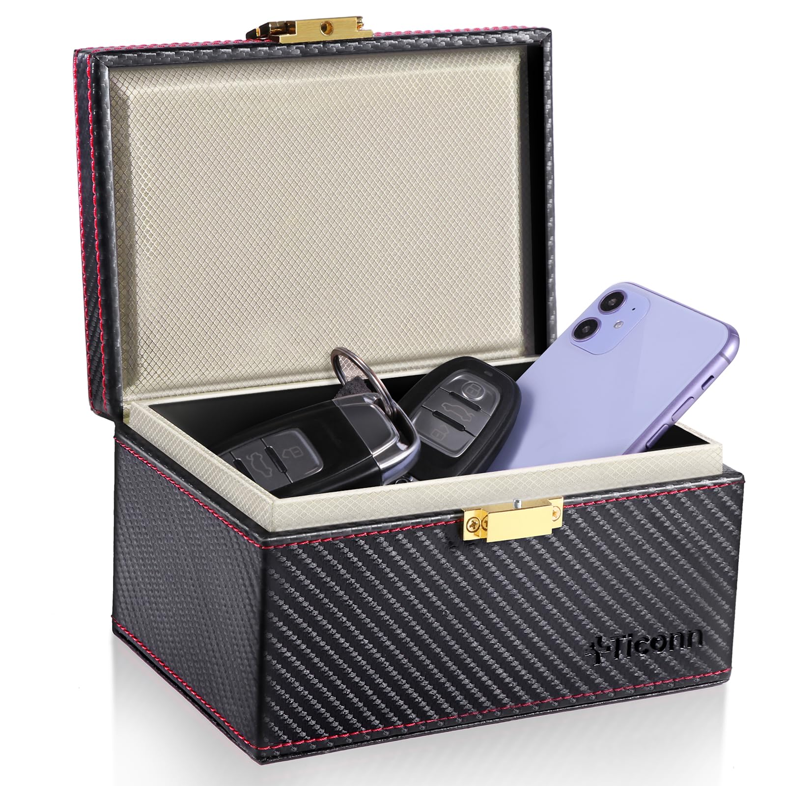 Ticonn Faraday Box, Car Key Fob Protector, Pu Leather Signal Blocker For Keyless Fob, Rfid Signal Blocking Pouch Cage (Yellow Sl