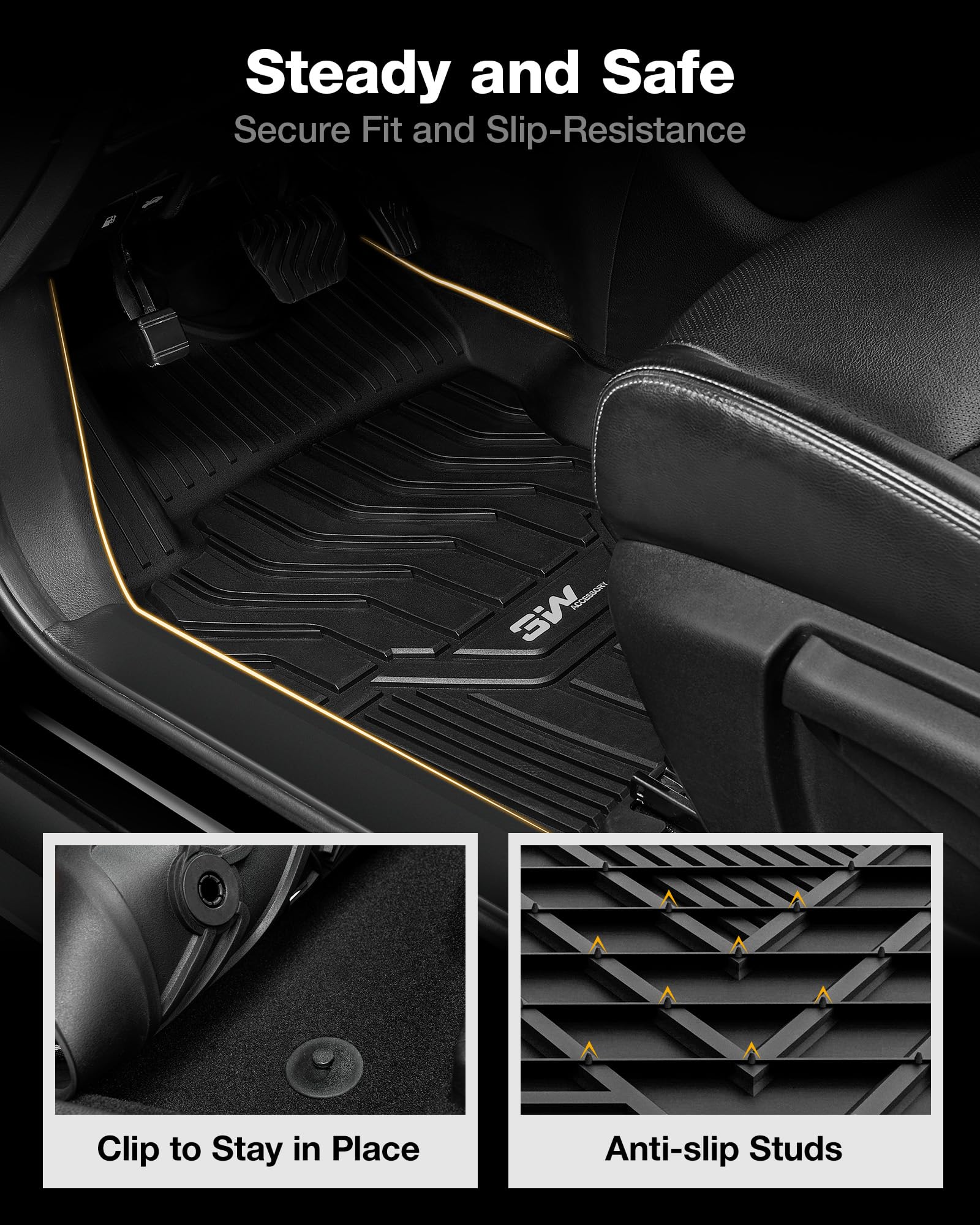 3W 2014-2020 Nissan Rogue Floor Mats Custom Fit For Nissan Rogue Accessories Tpe All Weather Floor Liner, 1St And 2Nd Row Car Ma