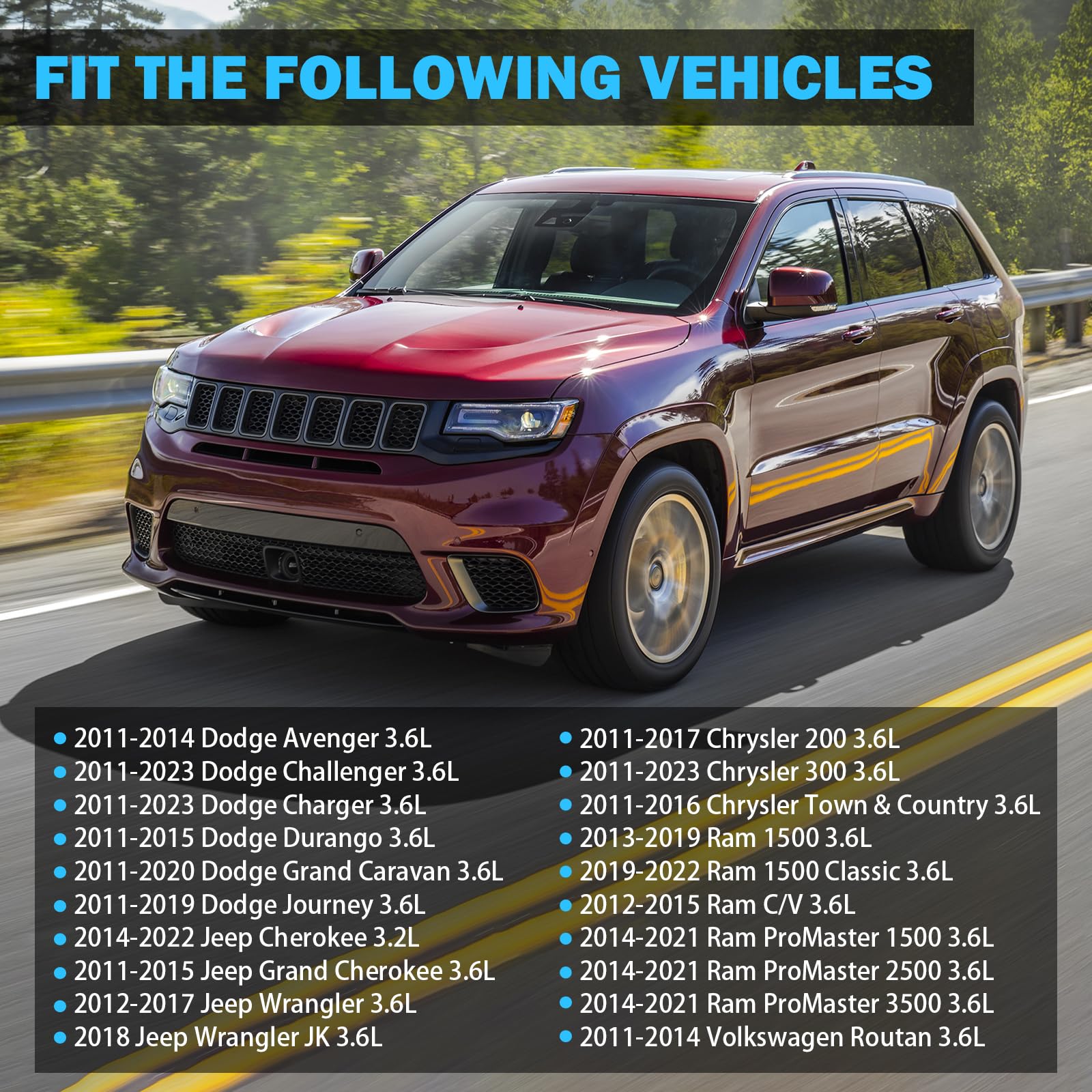 Valve Cover Gasket Set - Compatible With 3.6L V6 Dodge Journey, Durango, Avenger, Jeep Cherokee, Wrangler, Ram 1500, Promaster, Chrysler 200, 300 - Replace Vs50805R, 5184596Ae