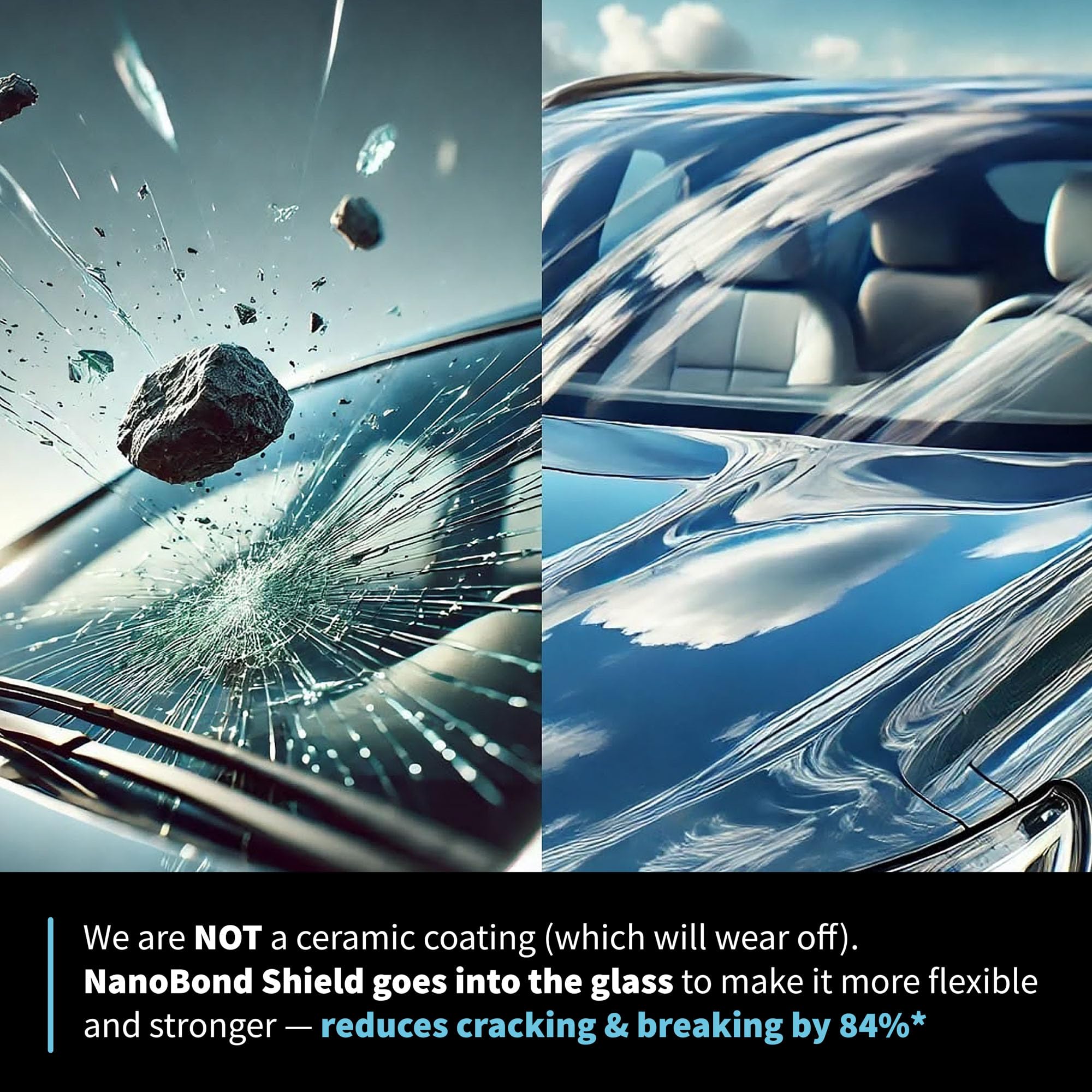 Nanobond Elite Windshield Protection - Strengthens Glass To Reduce Cracks By 84%, Repels Water And Debris For Clear Visibility,