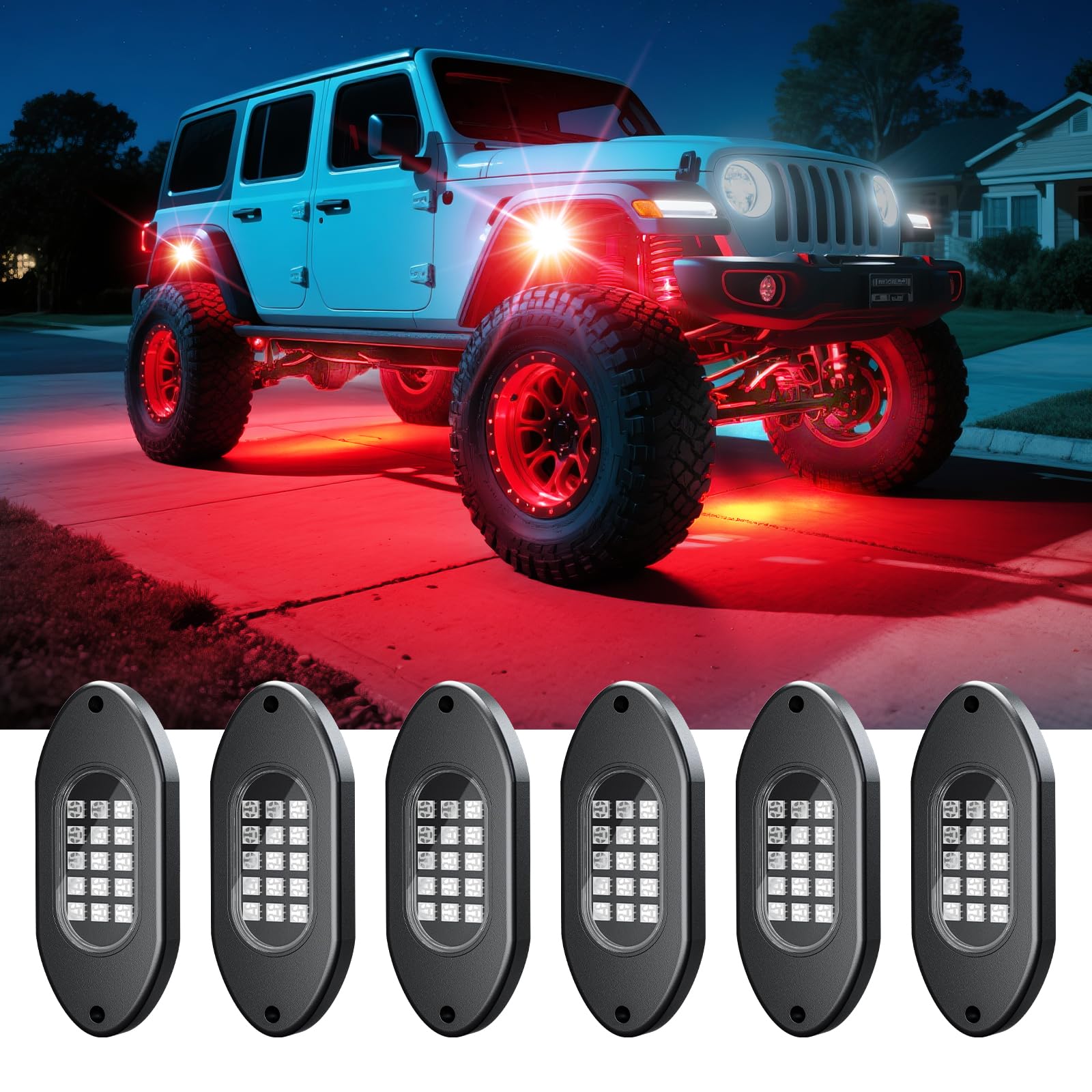 Honalia LED Rock Lights for Trucks 10 Pods, RGB Rock Lights Kits for UTV with Music Mode for ATV UTV RZR