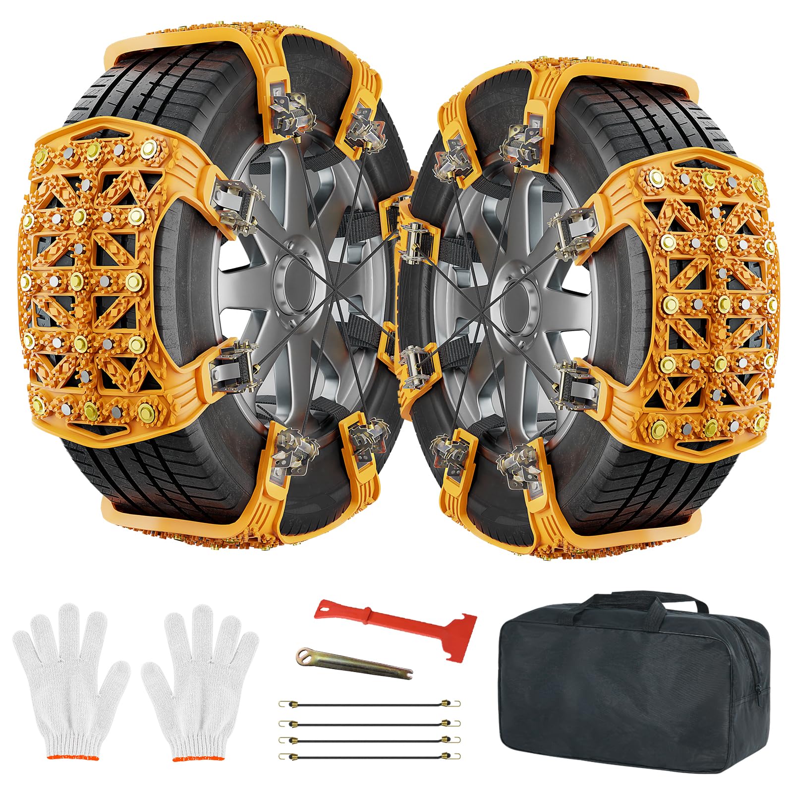 Mophoto Upgraded Tpu Snow Chains 8 Pack, Tire Chains For Cars/Suvs/Pickup Trucks, Security Chains, For Tire Width 165-275Mm, Eas