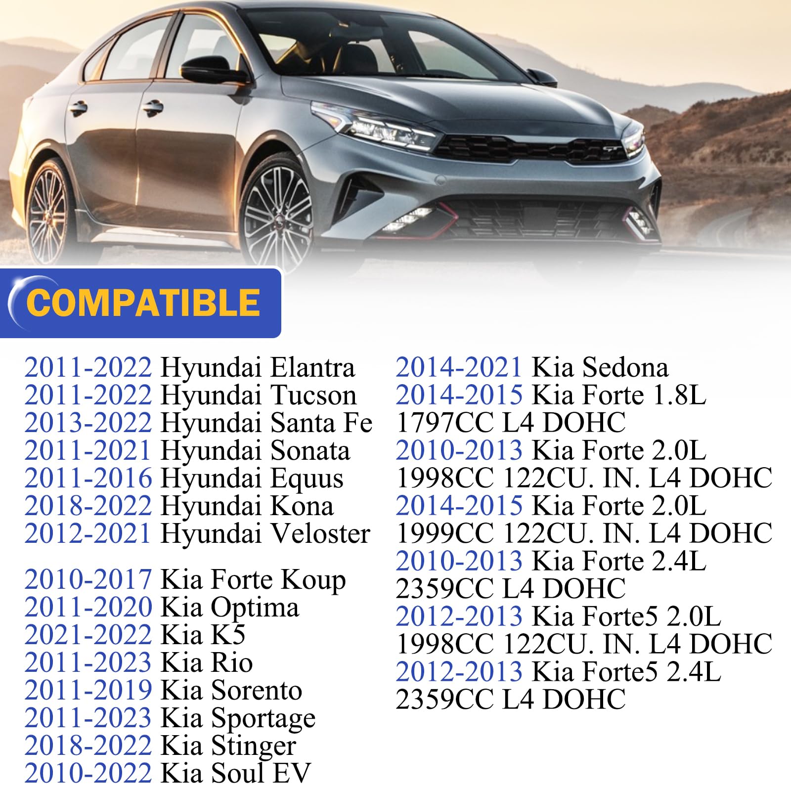 OEM Factory Interior Rear View Mirror Assembly for 11-23 Hyundai Elantra, Sonata, Tucson, Veloster, Santa Fe/10-23 Kia Forte, Op