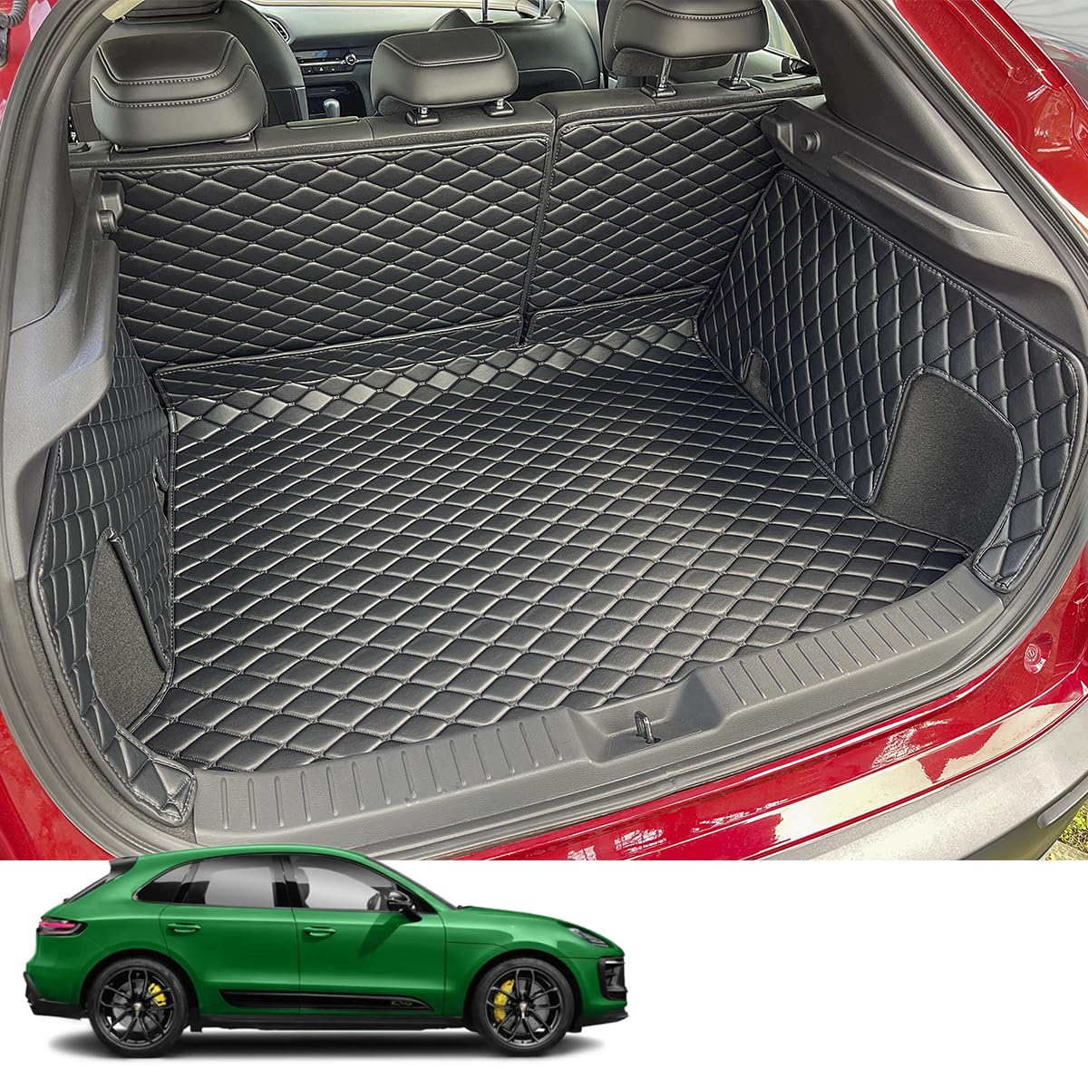 7Deekei For 2015-2024 Porsche Macan Trunk Mat And Rear Backrest Mat Cargo Liners All Weather Anti-Slip