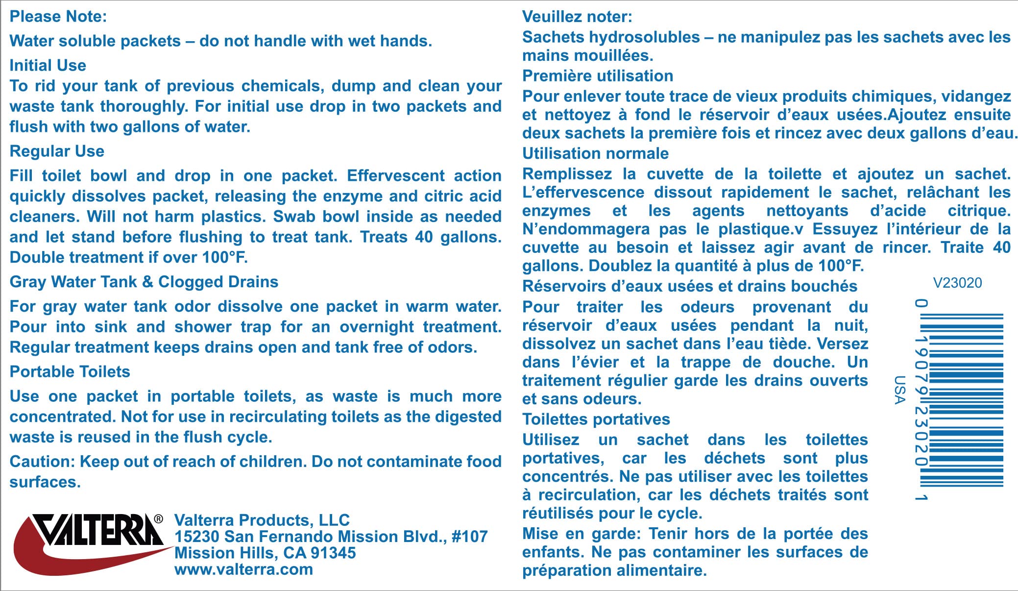 Valterra V23020 Blue Pure Power 2-In-1 Drop Ins, (Pack Of 10)