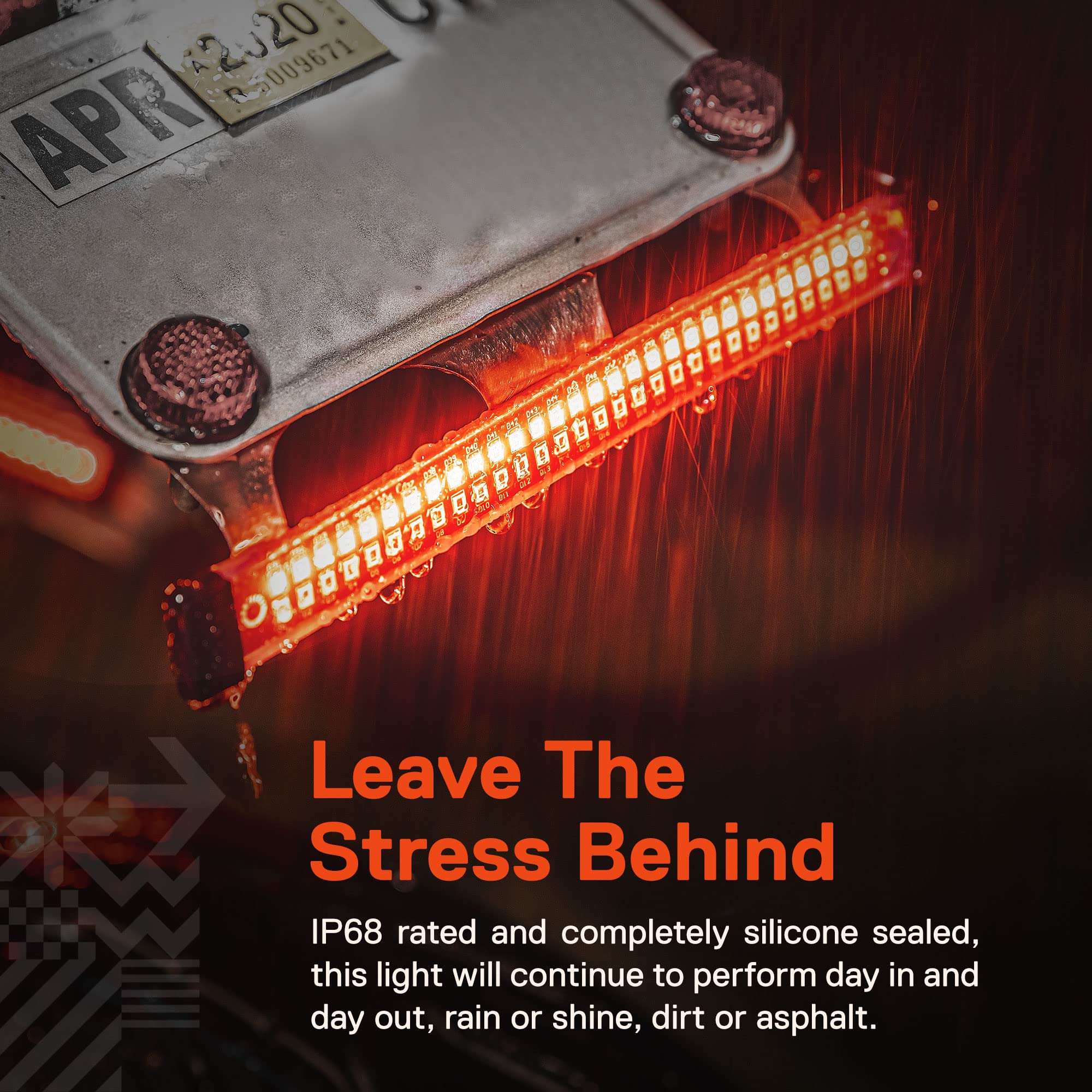 True Mods 1Pc 8'' Led Motorcycle Turn Signal & Brake Taillight Strip [Waterproof] [Dual Row] [Red Tail & Brake] [Amber Sequentia