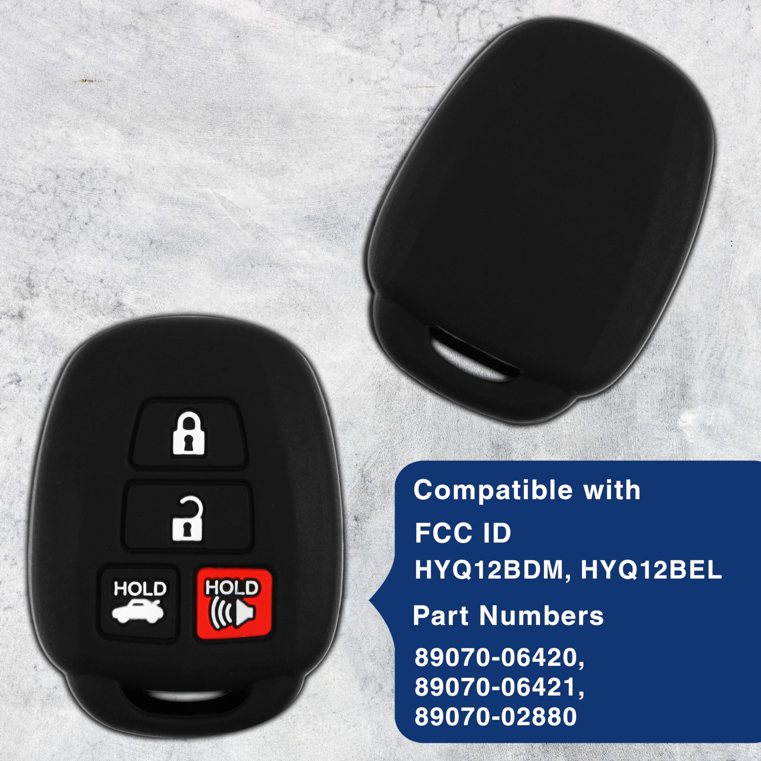 2X Keylessoption Key Fob Cover Replacement For 2012 2013 2014 Toyota Camry Corolla Tacoma Remote Silicone, 4-Button Hyq12Bdm