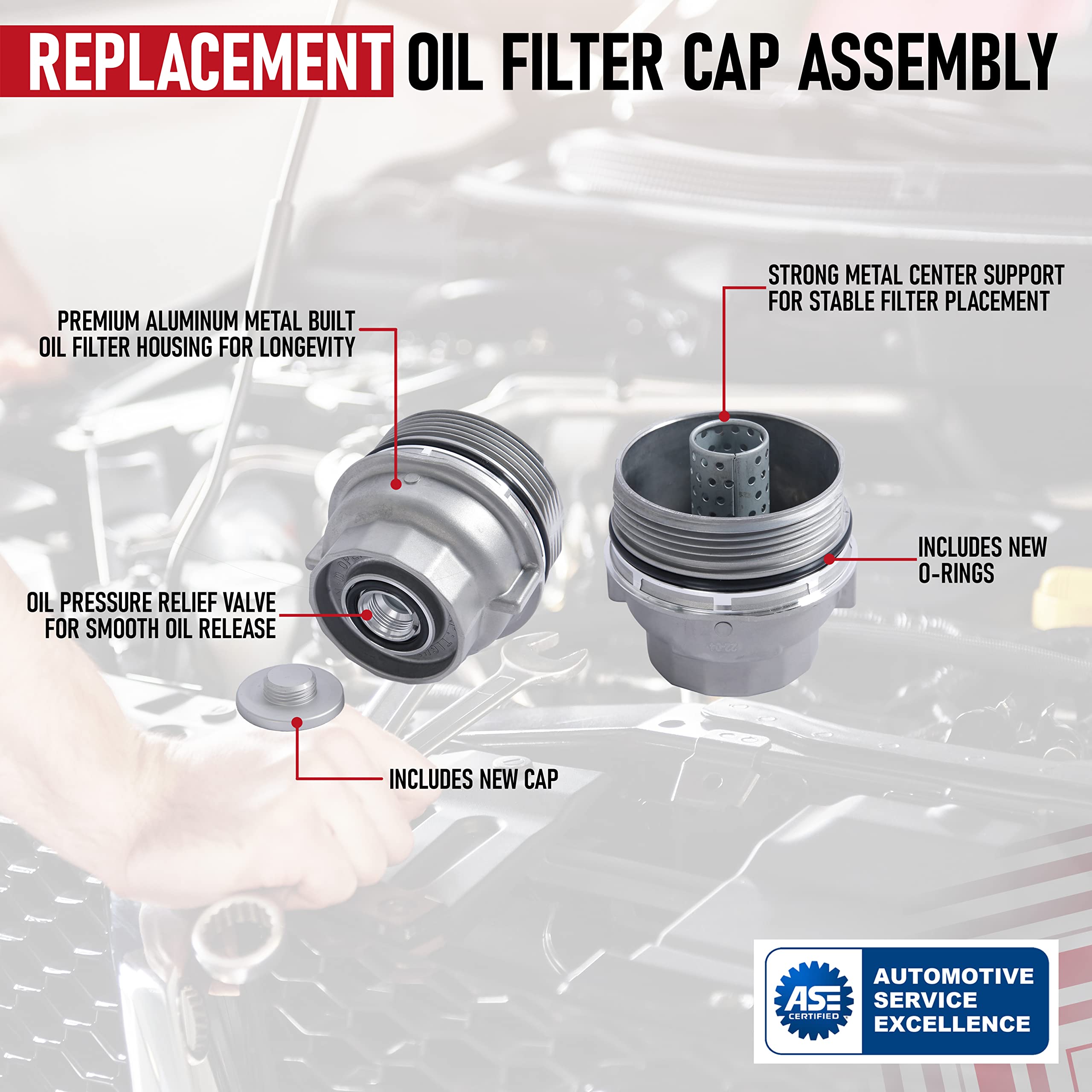 Engine Oil Filter Cap Assembly - Replaces 15620-31060, 917-016, 15643-31050, 1564331050 - Compatible With Toyota, Lexus, Scion Vehicles - 2005-2021 - Avalon, Camry, Highlander, Rav4, Sienna, Venza