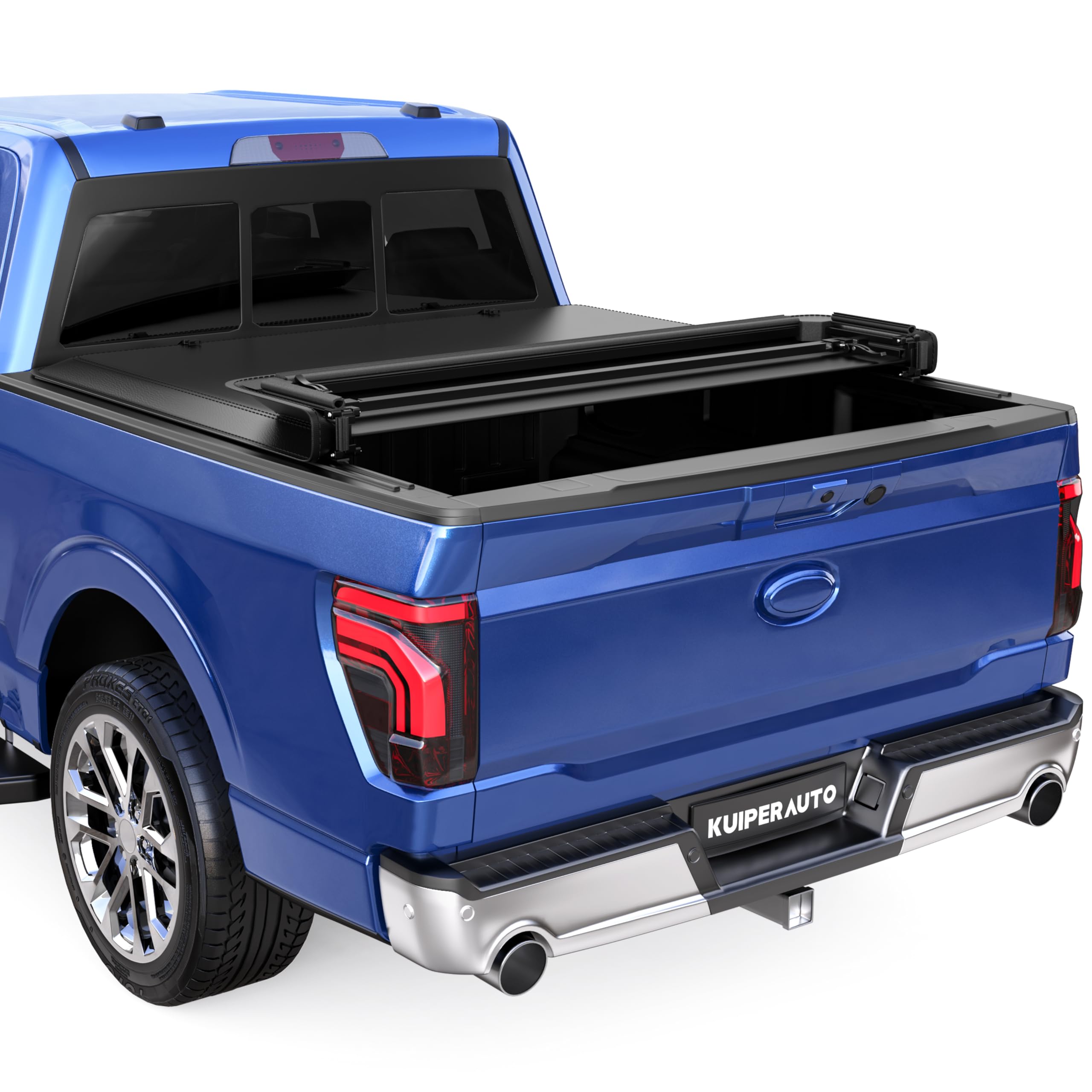 Kuiperauto Quad 4-Flip 5.5Ft Soft Flip Truck Bed Tonneau Cover On Top Compatible With 2015-2024 2025 Ford F150 F-150 Bed Fourth