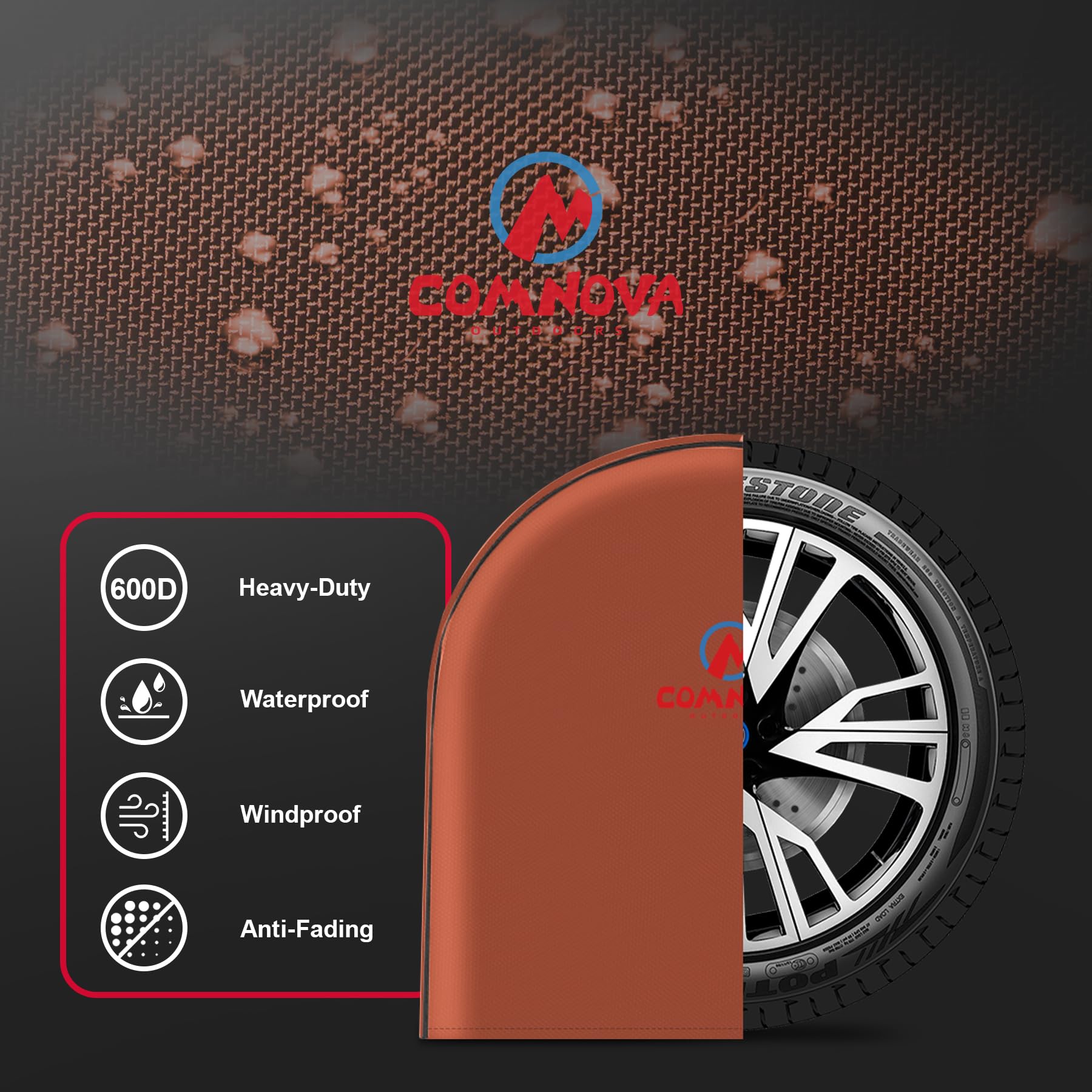 Comnova Rv Tire Covers 2 Pack - 600D Tough Tire Wheel Cover Protector For Rv, Truck, Suv, Trailer, Camper, Boat And Van, Waterpr