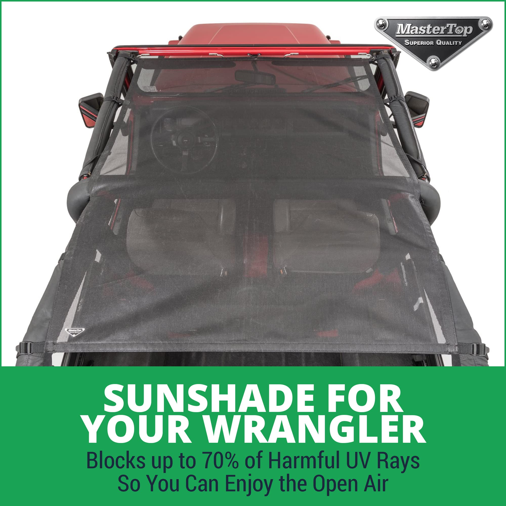 Mastertop Bikini Mesh Top Sunshade - Fits Jeep Wrangler Tj 1997-2006 - Jeep Tj Bikini Top Jeep Tj Sunshade Jeep Tj Mesh Top Jeep