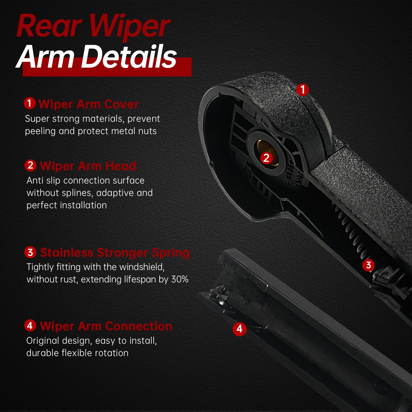 Rear Windshield Back Wiper Arm Blade Set - Replacement For Jeep Grand Cherokee 2005 2006 2007 2008 2009 2010 Oe:05139836Ab