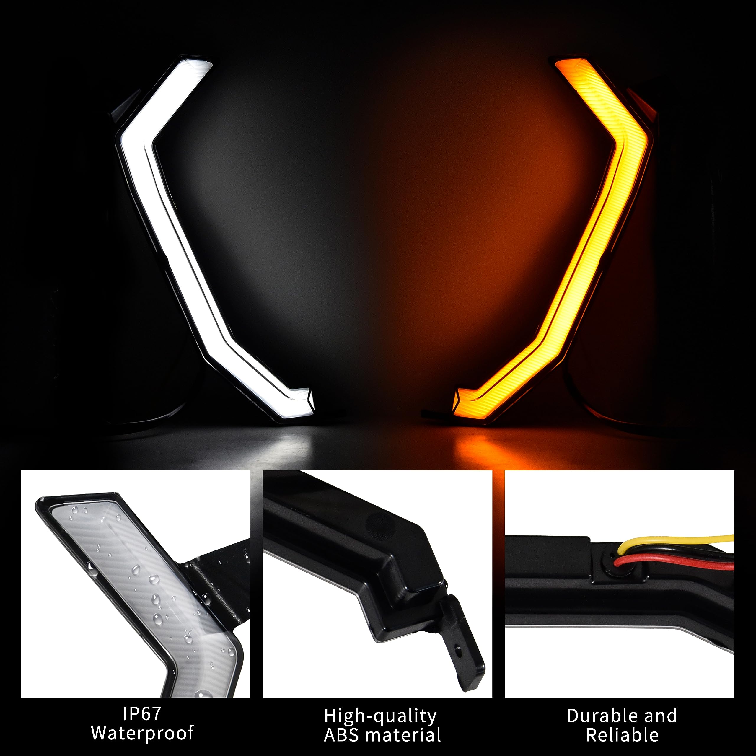 Sautvs Front Grill Accent Fang Lights For Yamaha Rmax 1000, Led Grille Lights With Turn Signals Lamps For Yamaha Wolverine Rmax2 Rmax4 1000 2021-2025 Accessories (2Pcs)