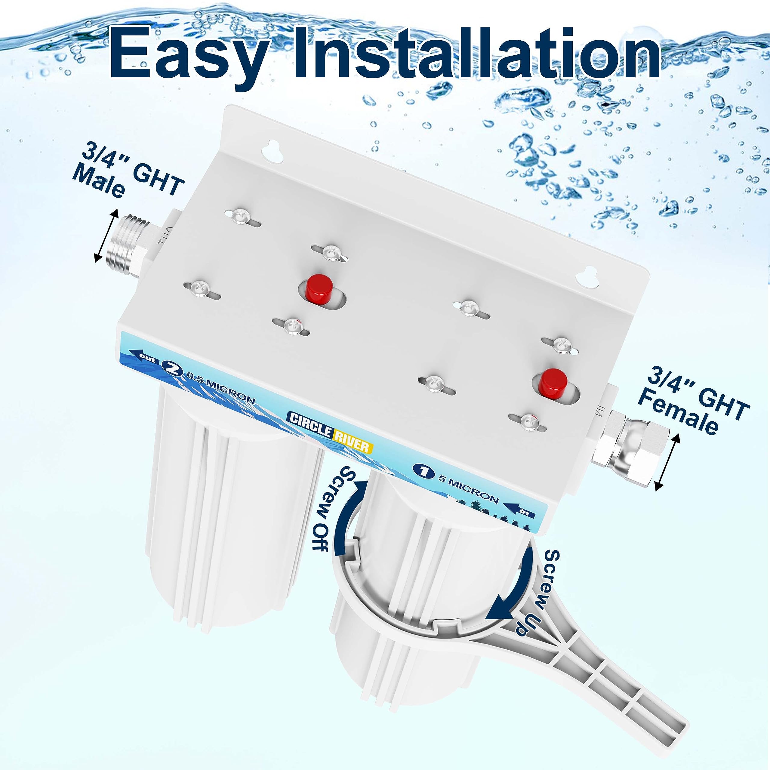 Circleriver External Rv Dual Water Filter System Two Filters And Mounting Bracket Included Premium Filtration & Bulit To Last, R