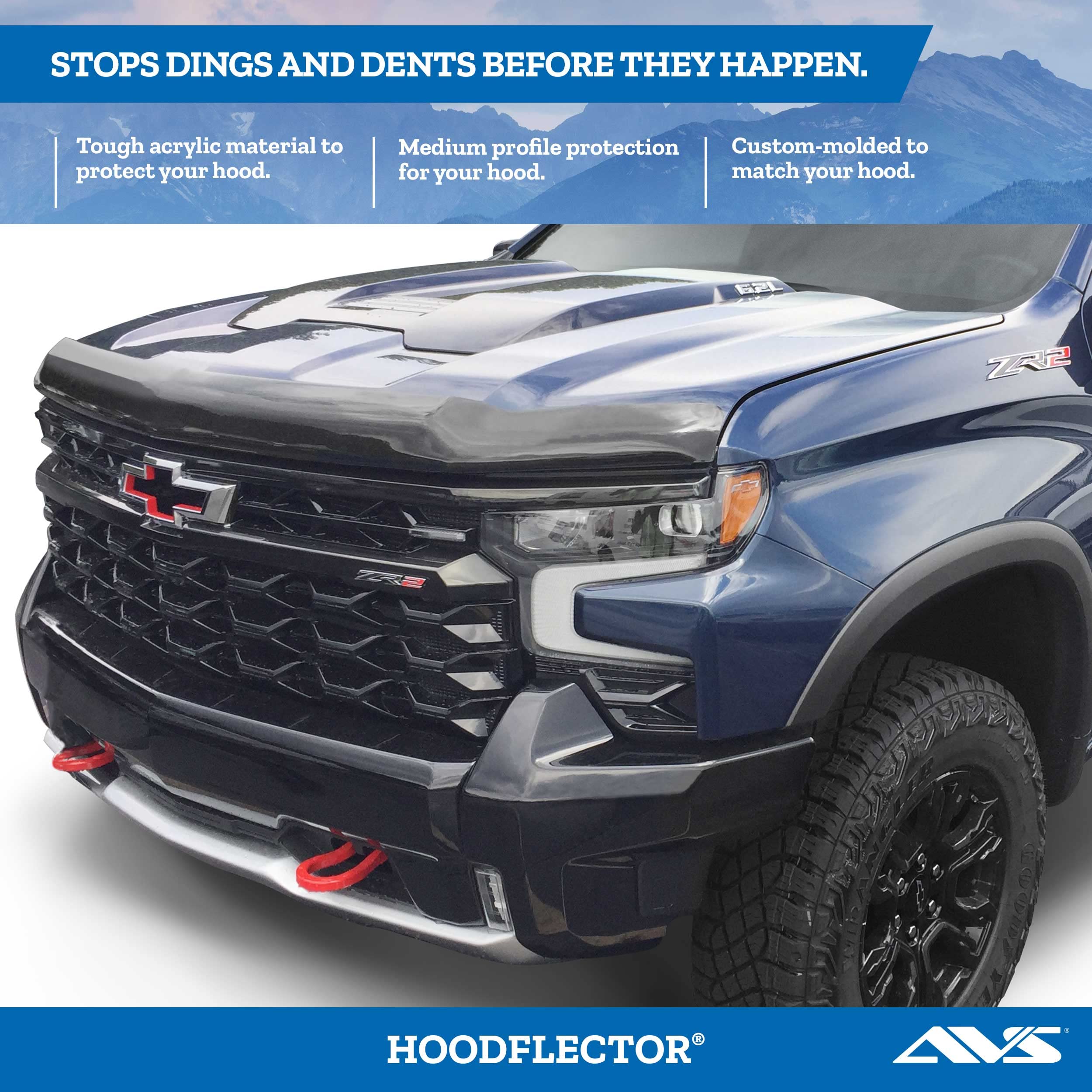 Auto Ventshade [Avs] Hoodflector / Hood Shield | Fits 2016 - 2023 Toyota Tacoma, 1 Pc. | Dark Smoke - 21681