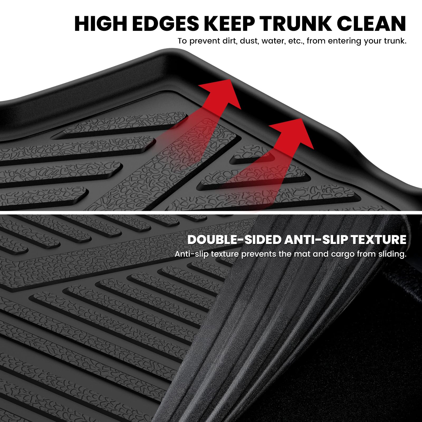 LASFIT Cargo Mat for Toyota Corolla Cross 2022-2025(Fit AWD Not Fit FWD), Custom Fit All-Weather TPE Rubber Trunk Mat for Toyota