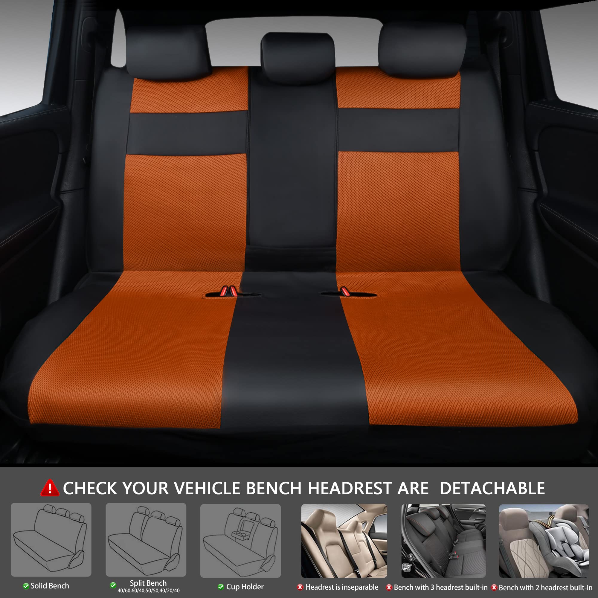 Car Pass Leather 3D Foam Back Support Car Seat Covers Full Set Air Mesh Auto Seat Covers, All Season Car Seat Cover Fit Automoti
