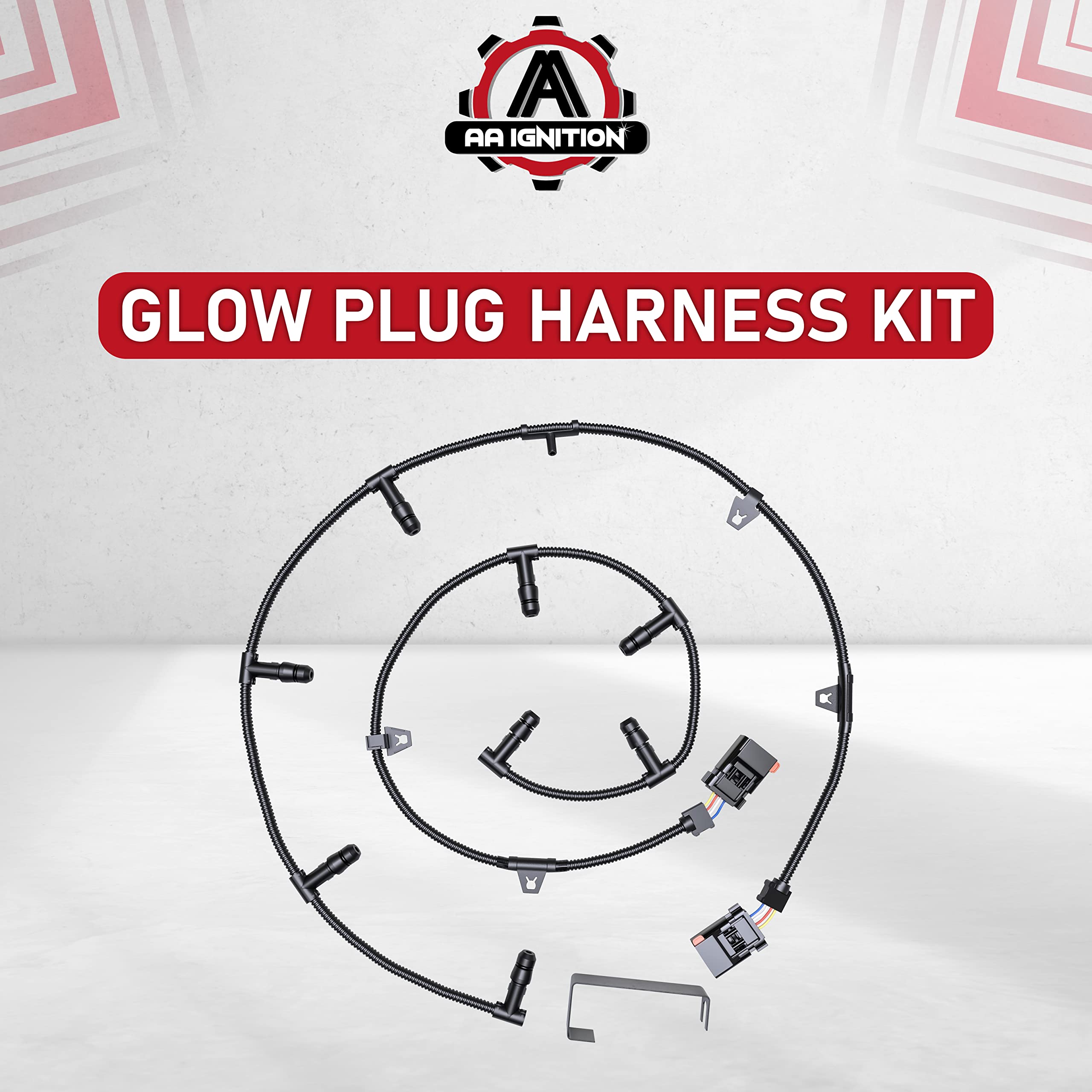 6.0 Powerstroke Glow Plug Harness Kit - Diesel Engine Injector Relay - Includes Right, Left Harness, & Removal Tool - Fits Ford