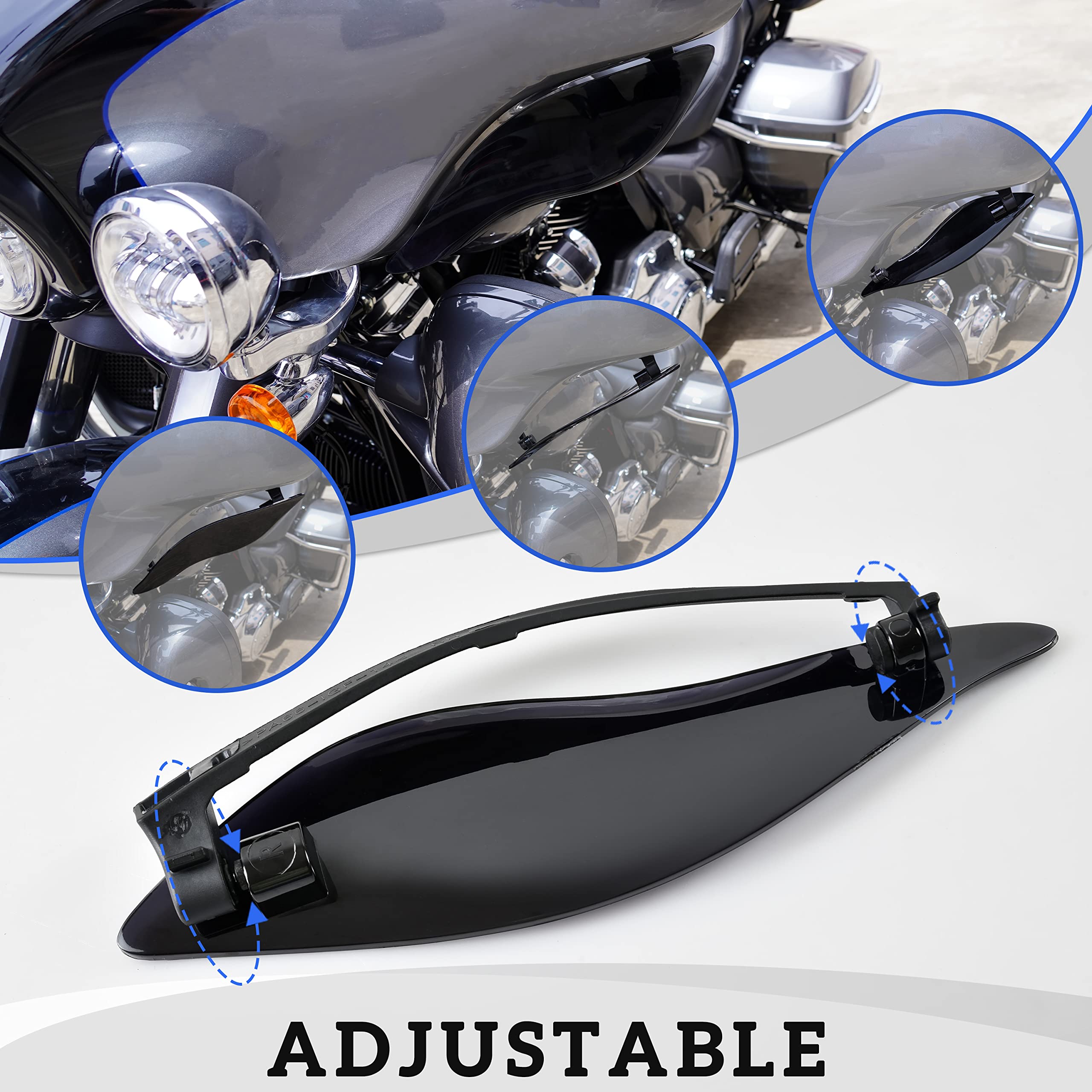 Veisutor Motorcycle Adjustable Air Deflector Fairing Side Wings Windshield Adjustable Wind Deflectors Fairing Side Shield For Ha