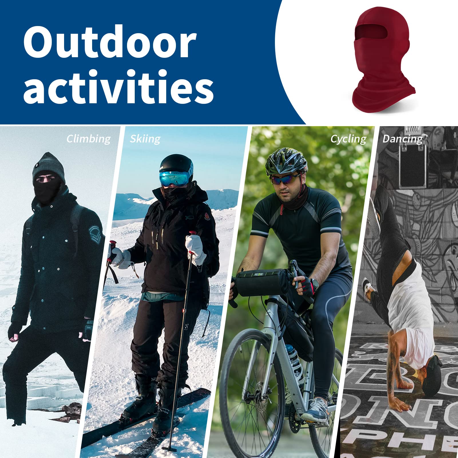 Yeslife Red Ski Mask, Balaclava Face Mask For Men And Women - Skiing, Snowboarding, Motorcycle, Uv Protection & Wind Protection