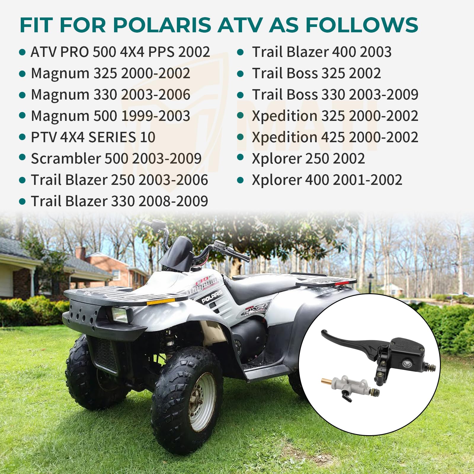 Front Left & Rear Brake Master Cylinder for Polaris Magnum 325 330 500 ATV PRO 500 4X4 PPS Scrambler 500 Trail Blazer 250 330 40