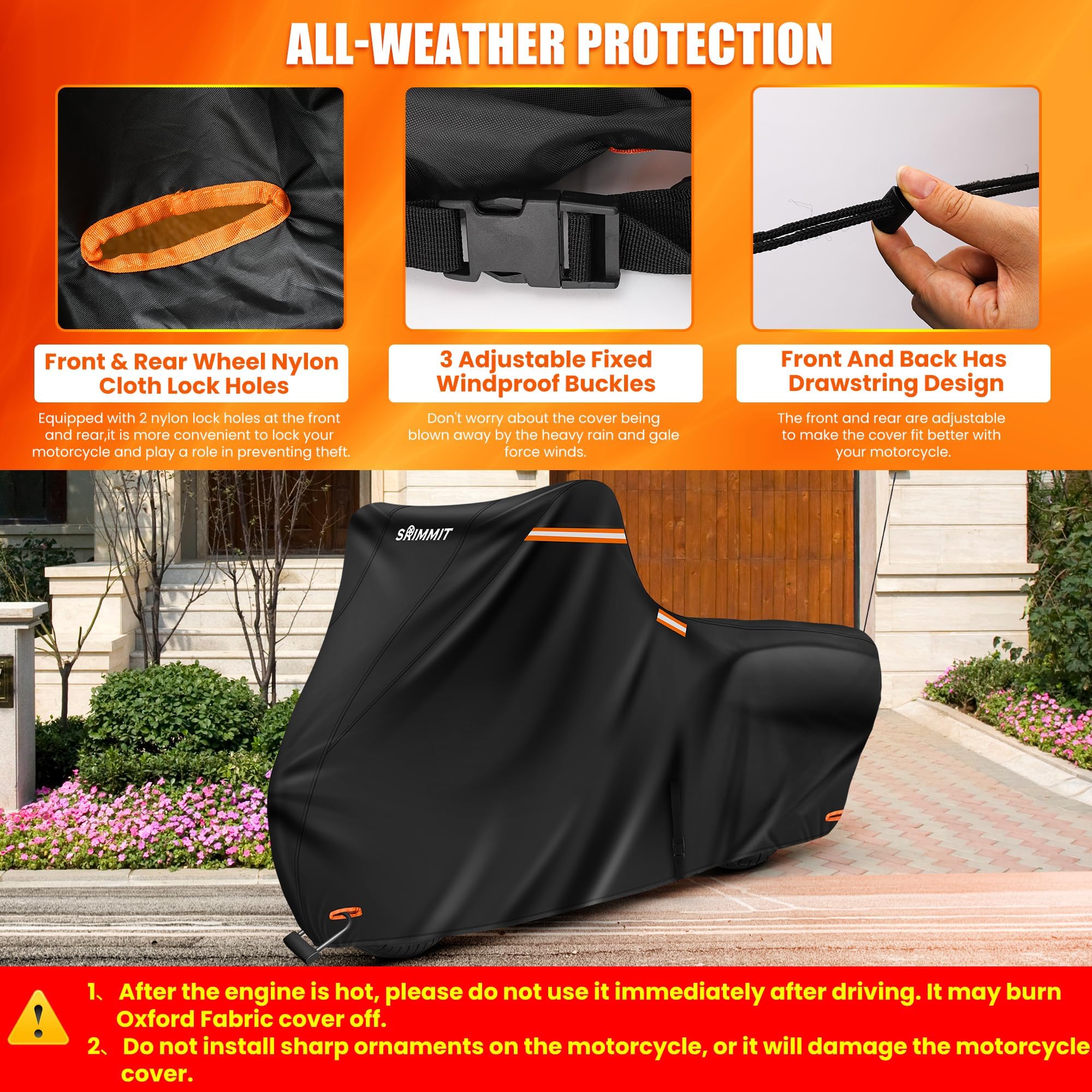 Motorcycle Cover 420D Heavy Duty For Touring Models Harley Davidson Road King,Waterproof Outdoor Rain Uv Dust Proof (1Xl)