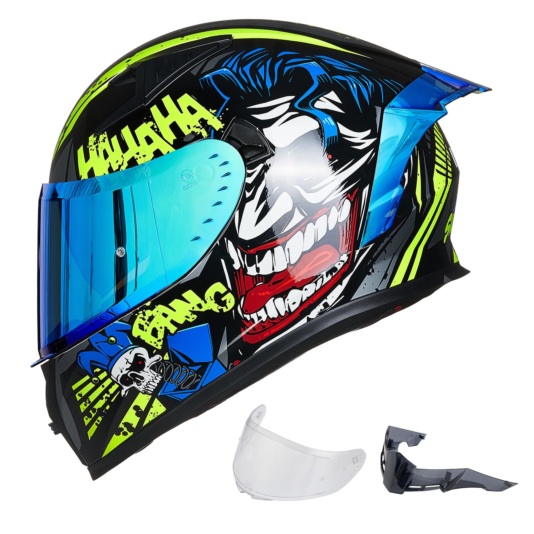 Ilm Motorcycle Helmet Full Face With Pinlock Compatible Clear&Tinted Visors And Fins Street Bike Motocross Casco Dot Model Z501(Surprise Yellow, Xx-Large)