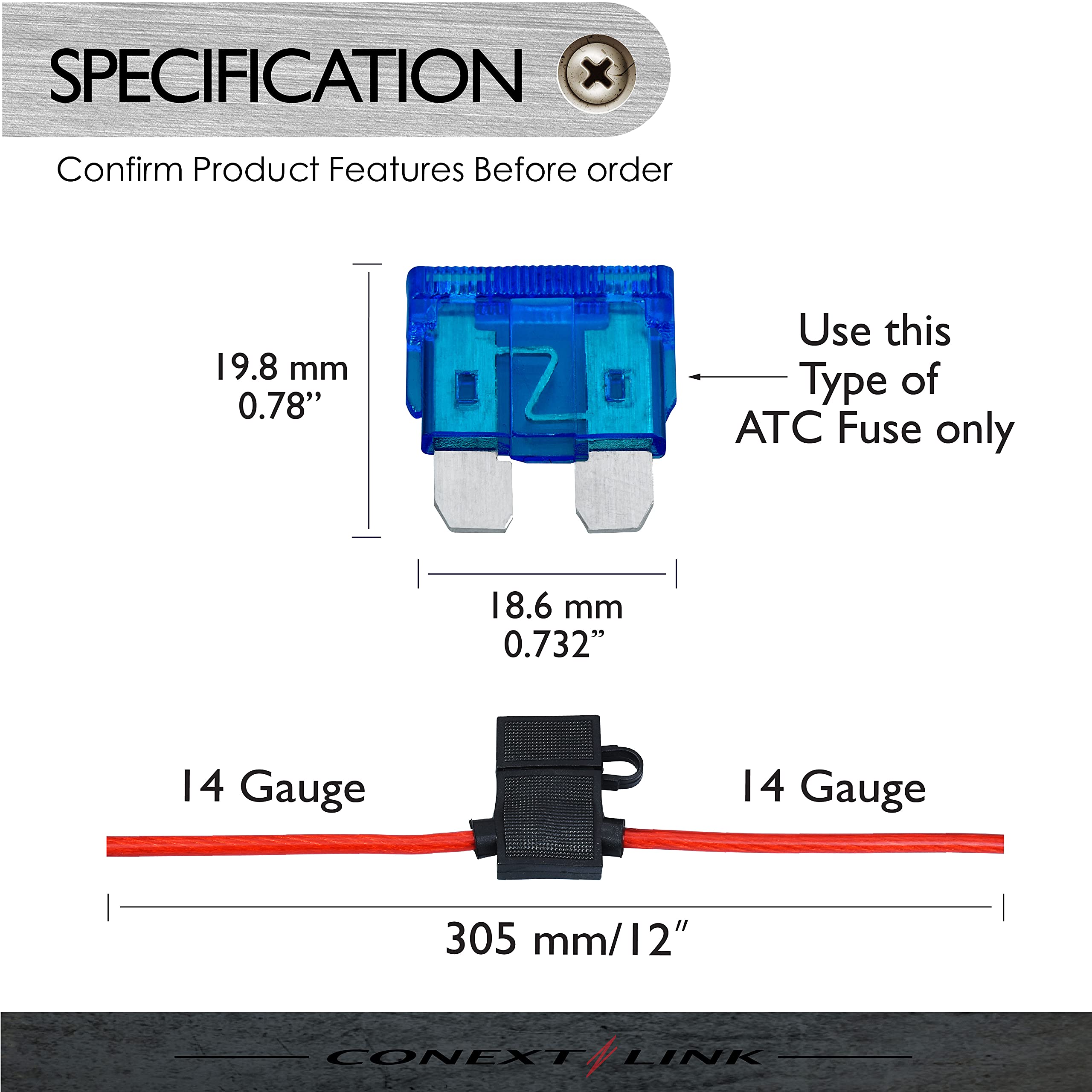 Conext Link Lfh14Atc-10 Loop Atc Fuse Holder With Cover Without Fuse 10 Pack (14 Gauge) (15038)