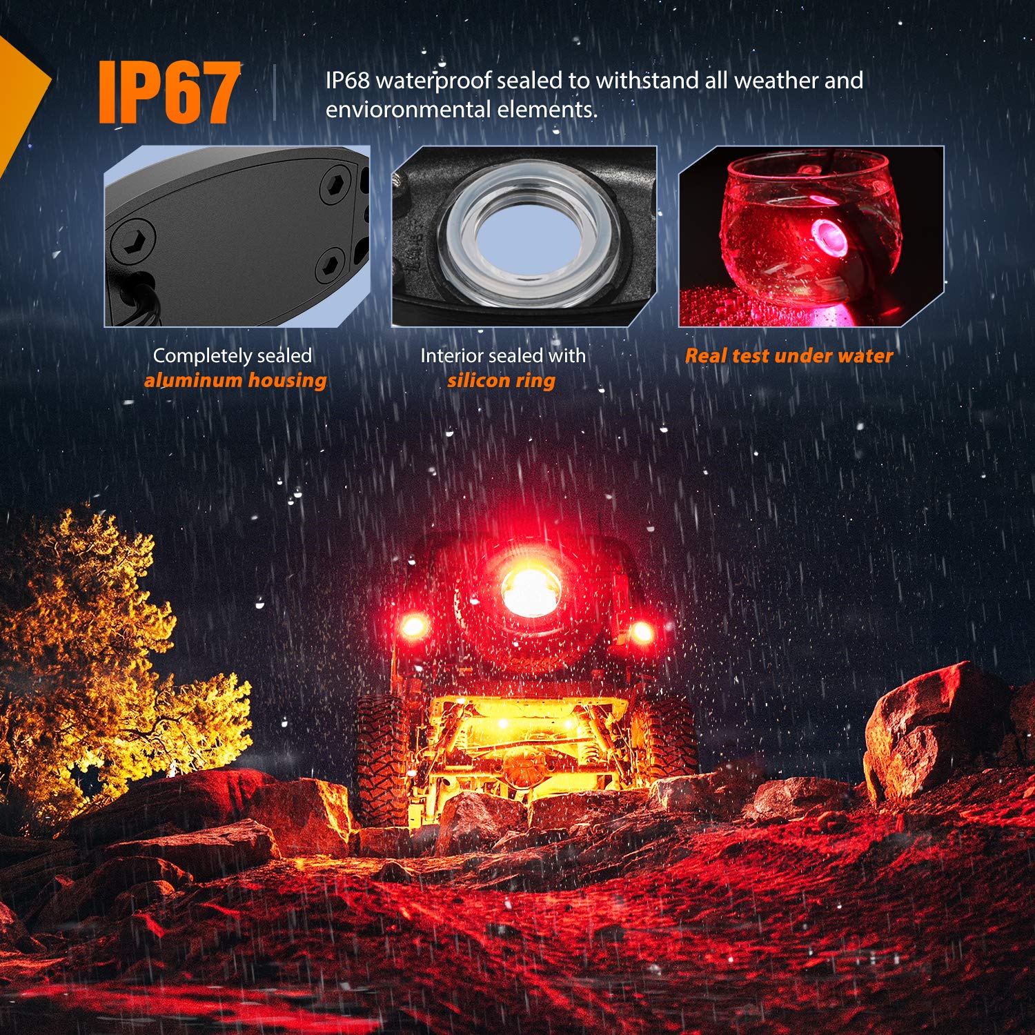 Nilight Led Rock Light 4Pcs Underglow Wheel Well Pods Waterproof Exterior Underbody Roof Rack Side Lamps For Car Truck Pickups A