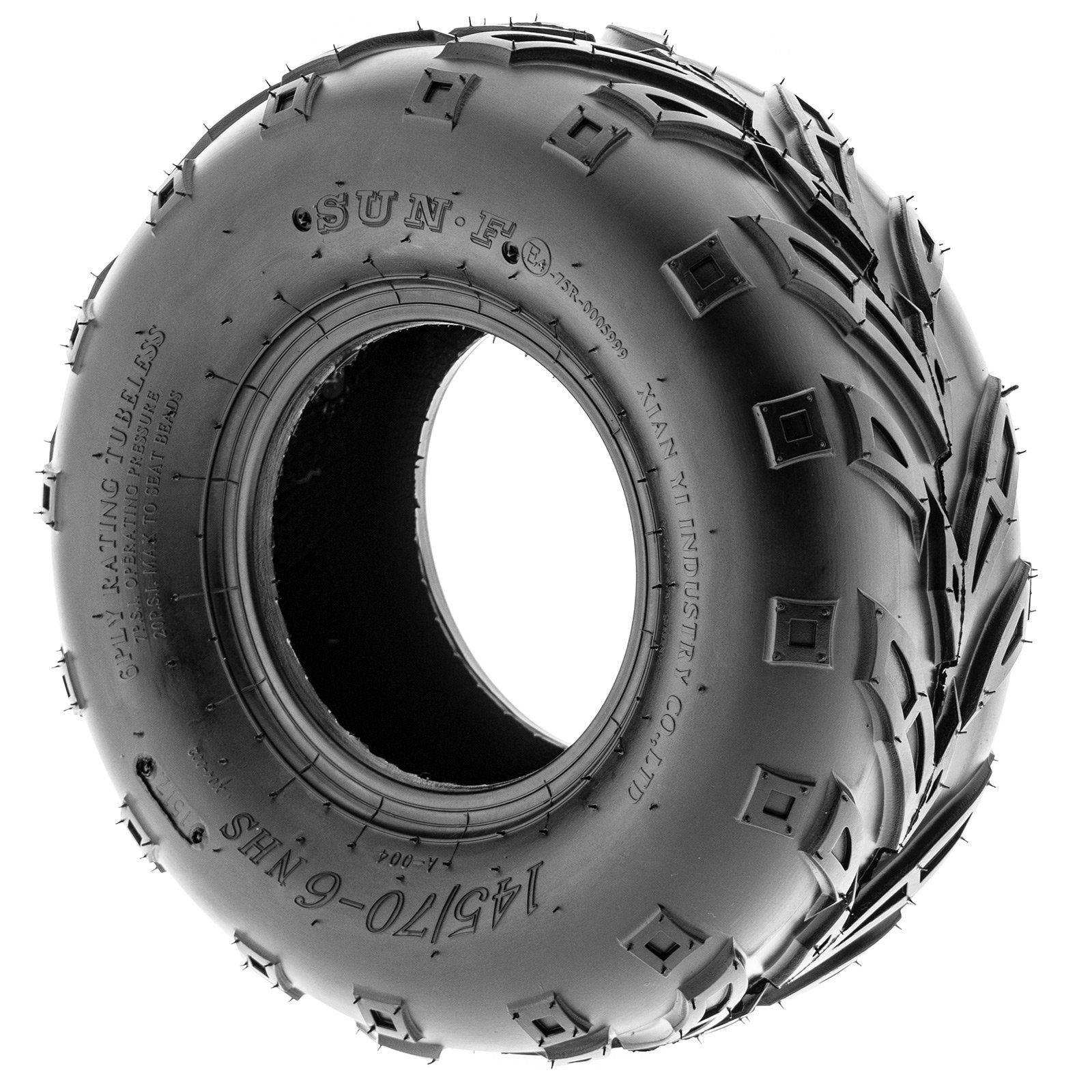 SunF A004 ATV Go Karts Off-Road Tire 145/70-6, 6 PR, Track & Trail, Tubeless