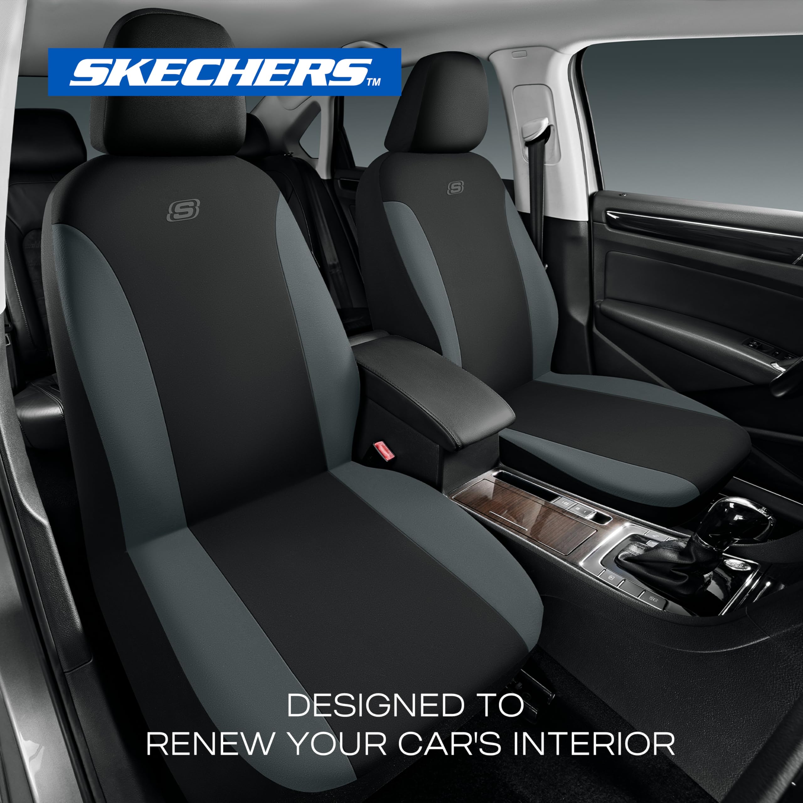 Skechers Car Seat Covers, Premium Breathable Polyester Seat Covers, Car Seat Covers Front Seats Airbag Compatible, Automotive Co
