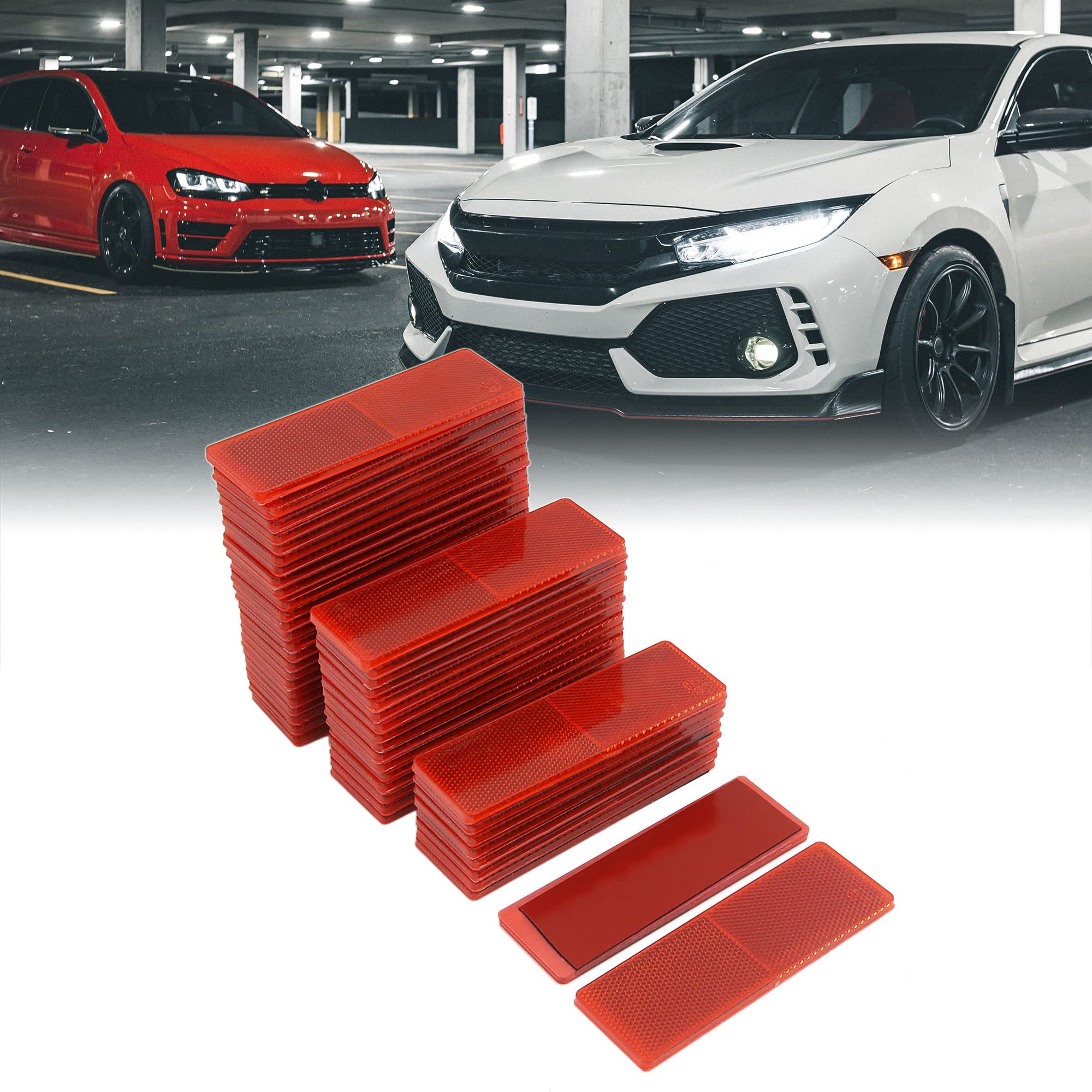 Uxcell Plastic Rectangle Reflective Warning Vehicle Safety Reflector Plates 145 X 50 X 6Mm Red 50 Pcs