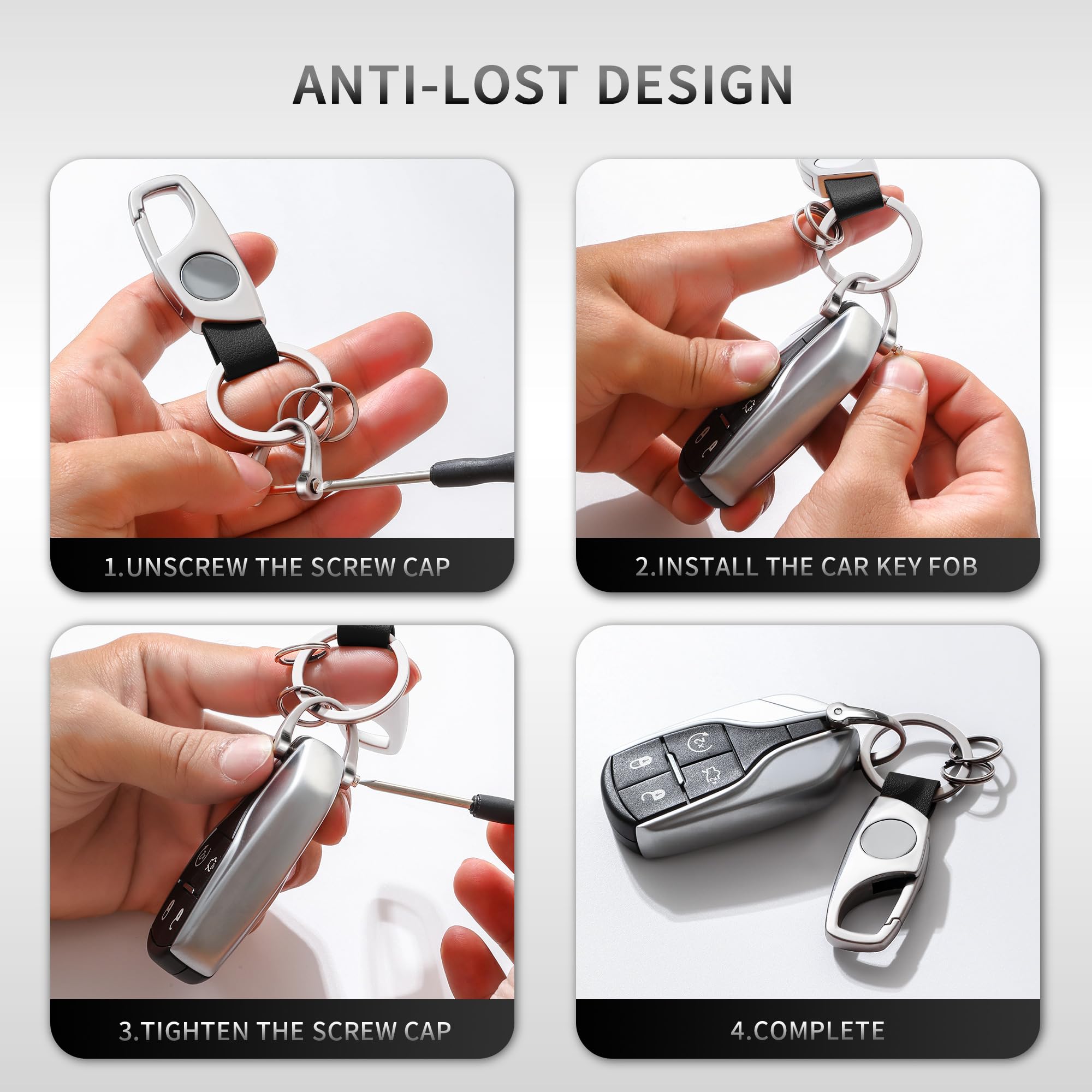 Gkeygo Carabiner Keychain, Key Chains For Car Key With 2 Key Rings And Anti-Lost D-Ring, Multifunctional Keychains For Men And W